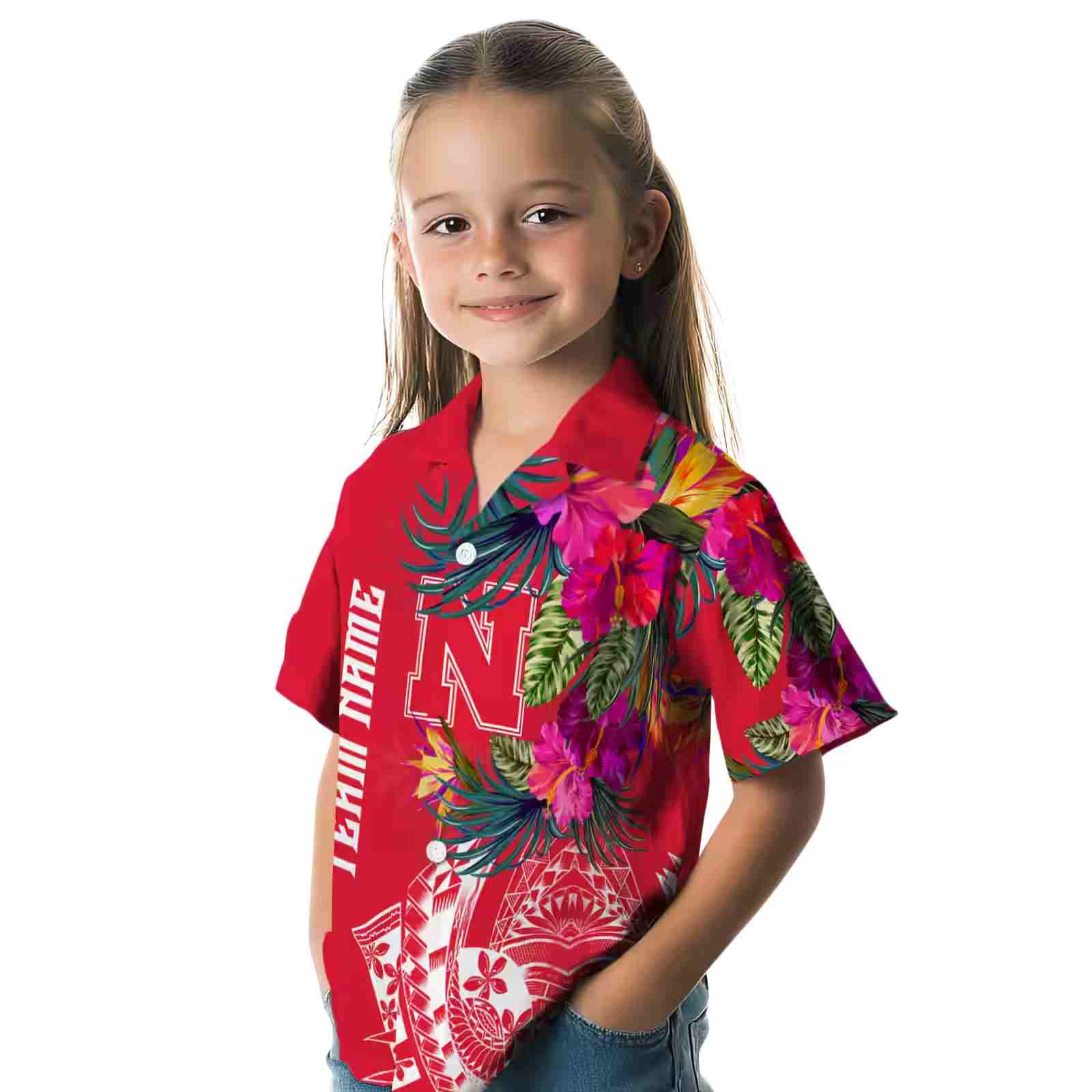 nebraska cornhuskers floral polynesian red hawaiian shirt premium grade