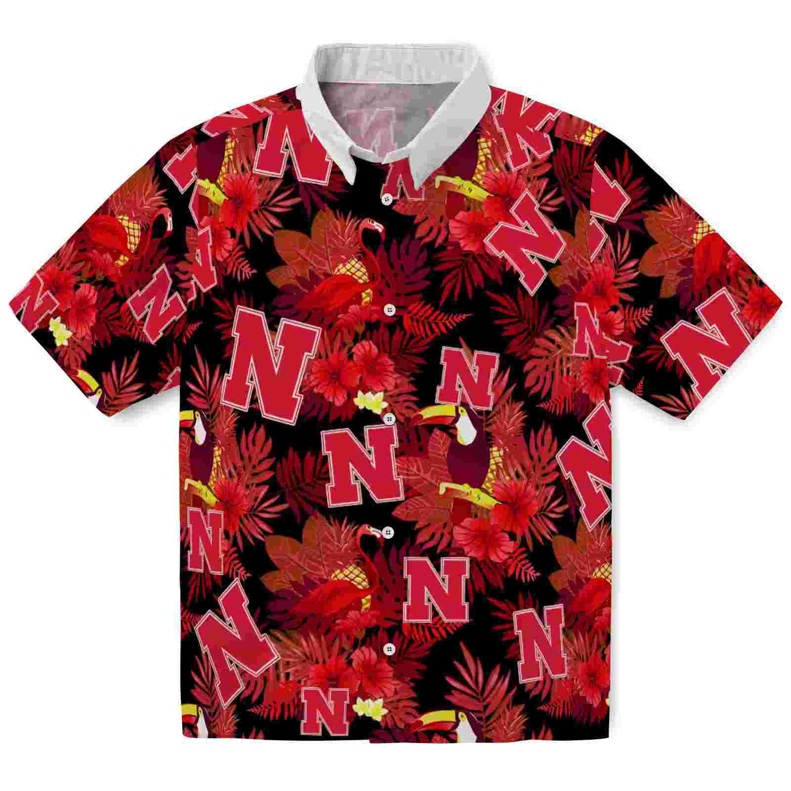 Nebraska Cornhuskers Floral Toucan Red Hawaiian Shirt