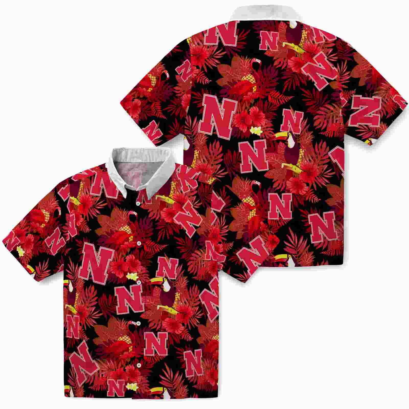 nebraska cornhuskers floral toucan red hawaiian shirt high quality