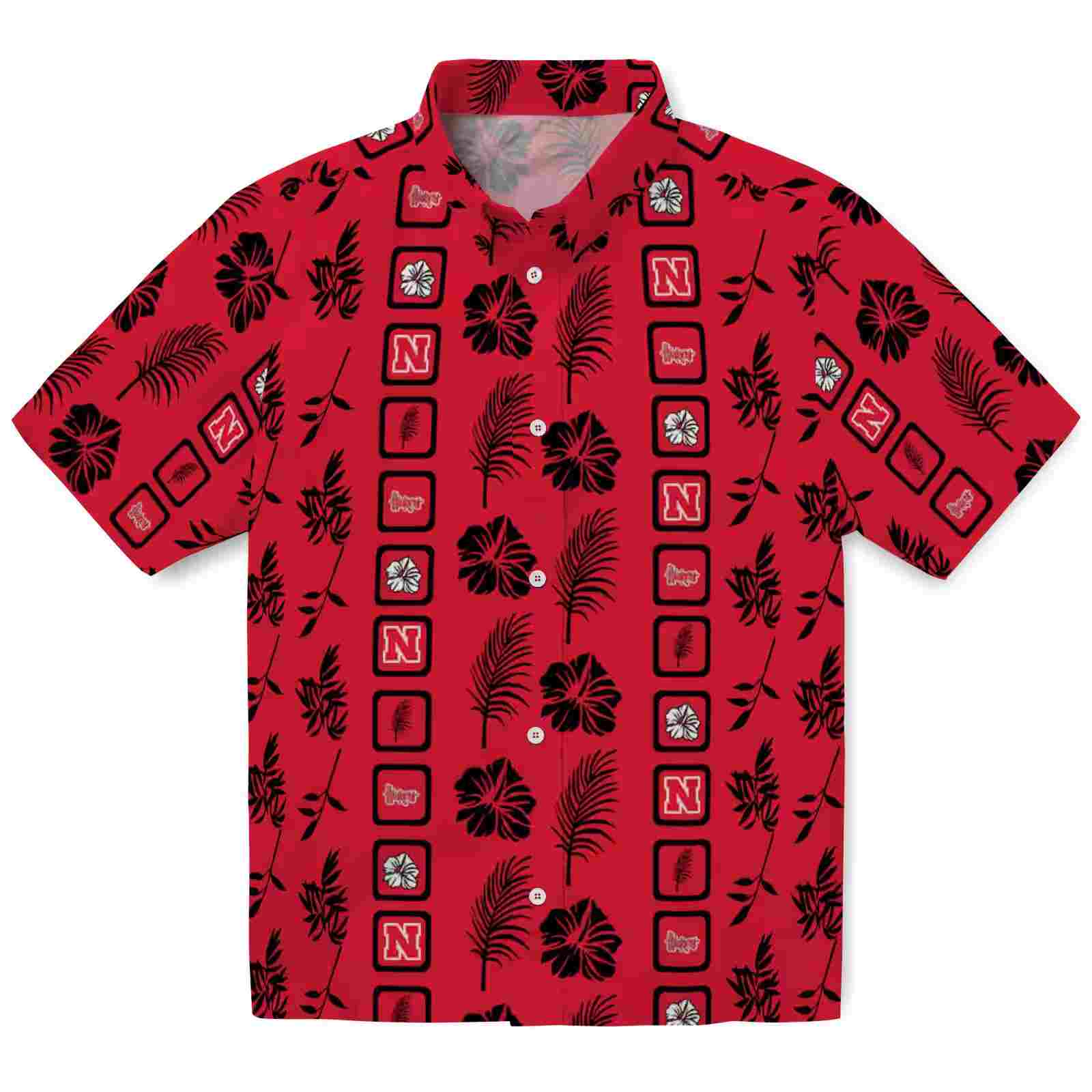 Nebraska Cornhuskers Framed Floral Red Hawaiian Shirt