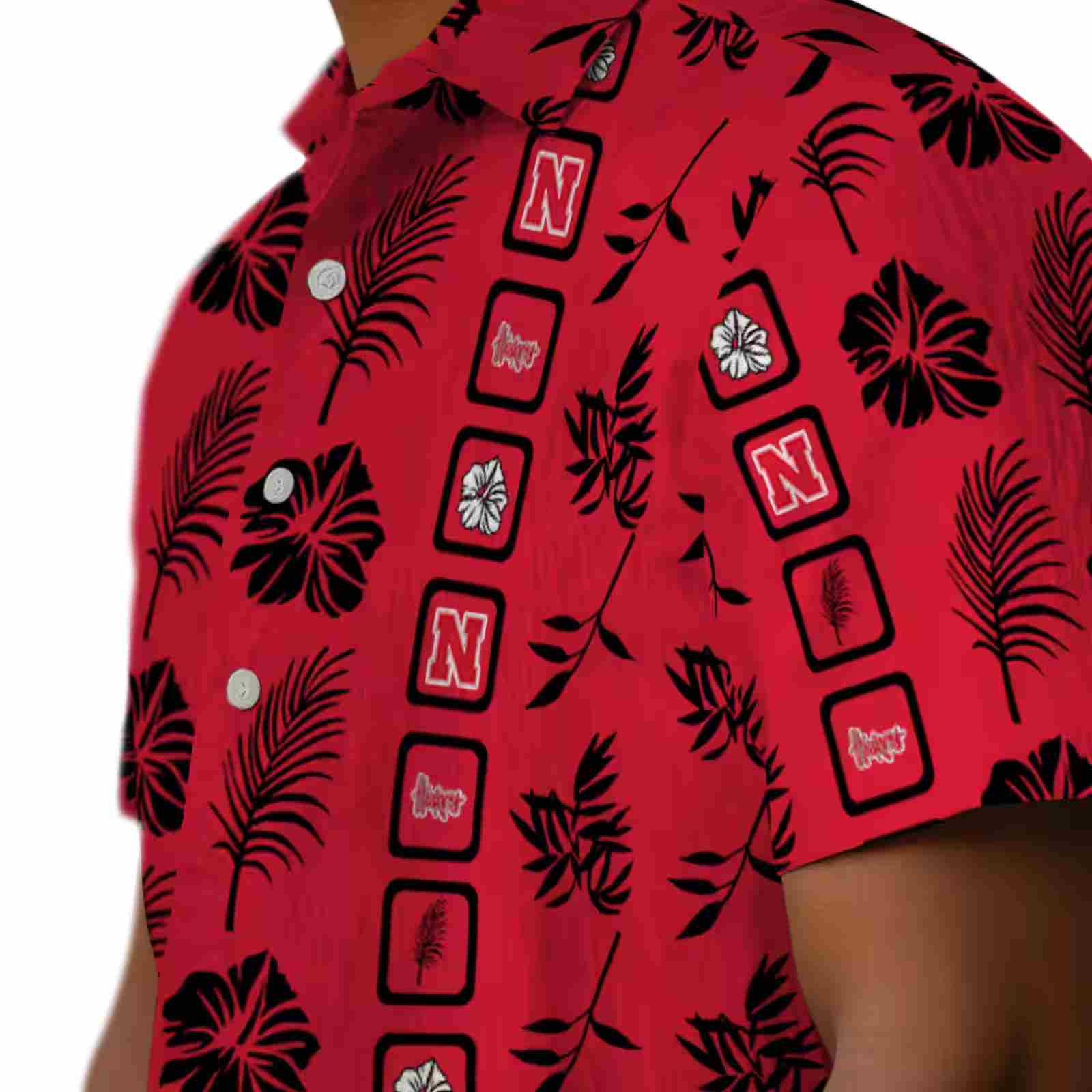 nebraska cornhuskers framed floral red hawaiian shirt trendy