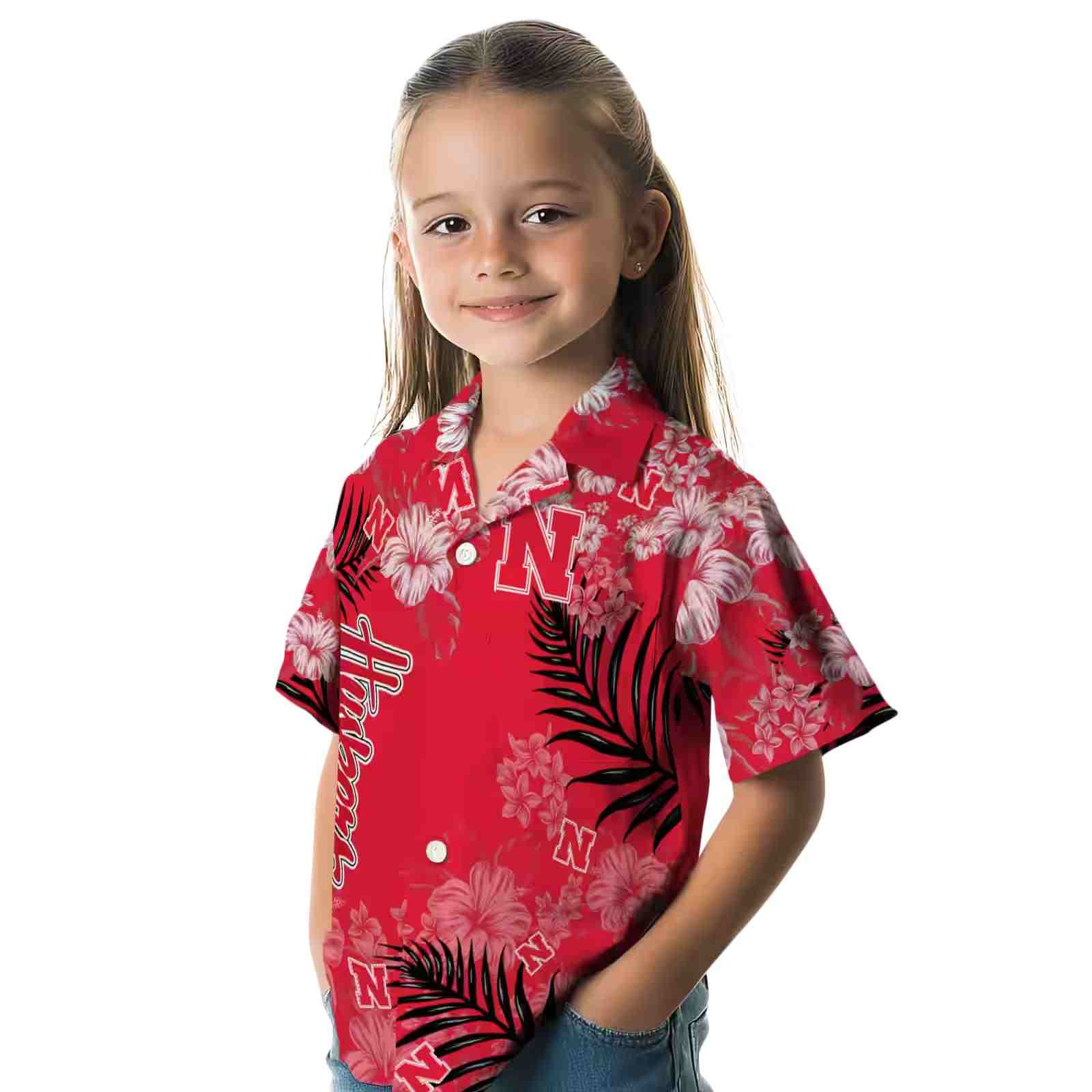 nebraska cornhuskers hibiscus print red hawaiian shirt premium grade