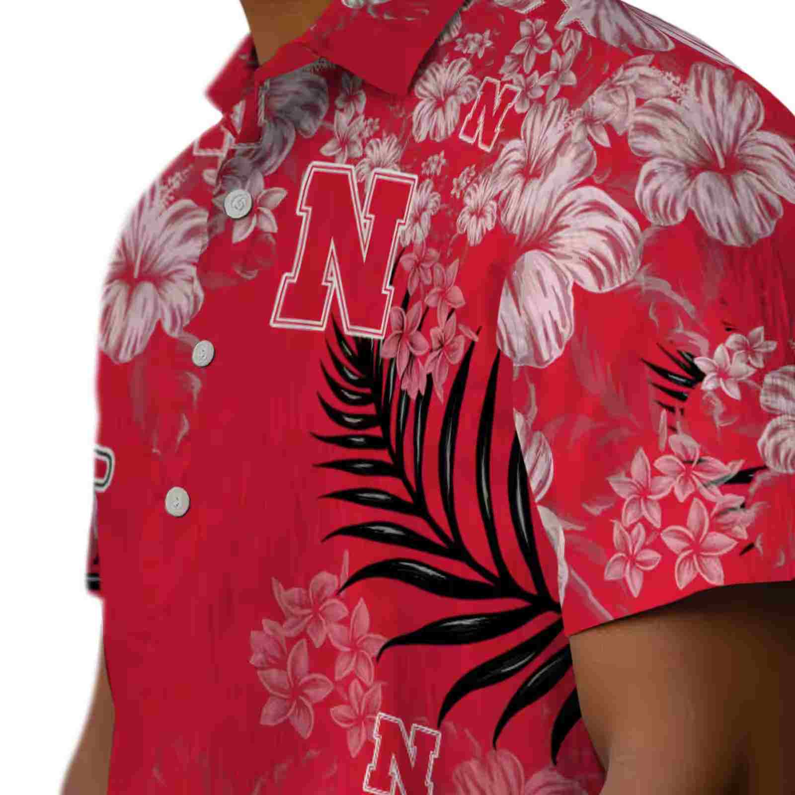 nebraska cornhuskers hibiscus print red hawaiian shirt trendy