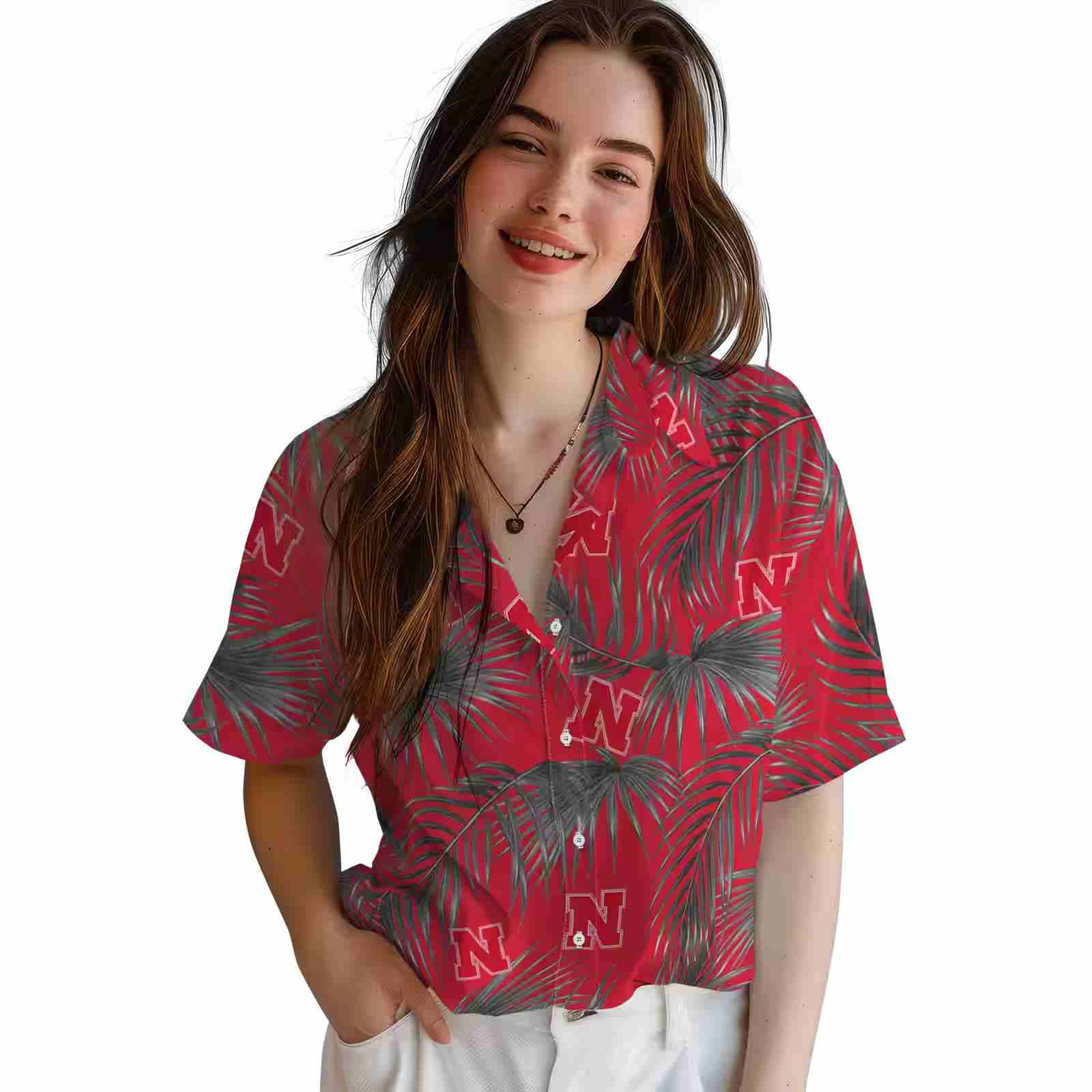 nebraska cornhuskers leafy palms red hawaiian shirt latest model