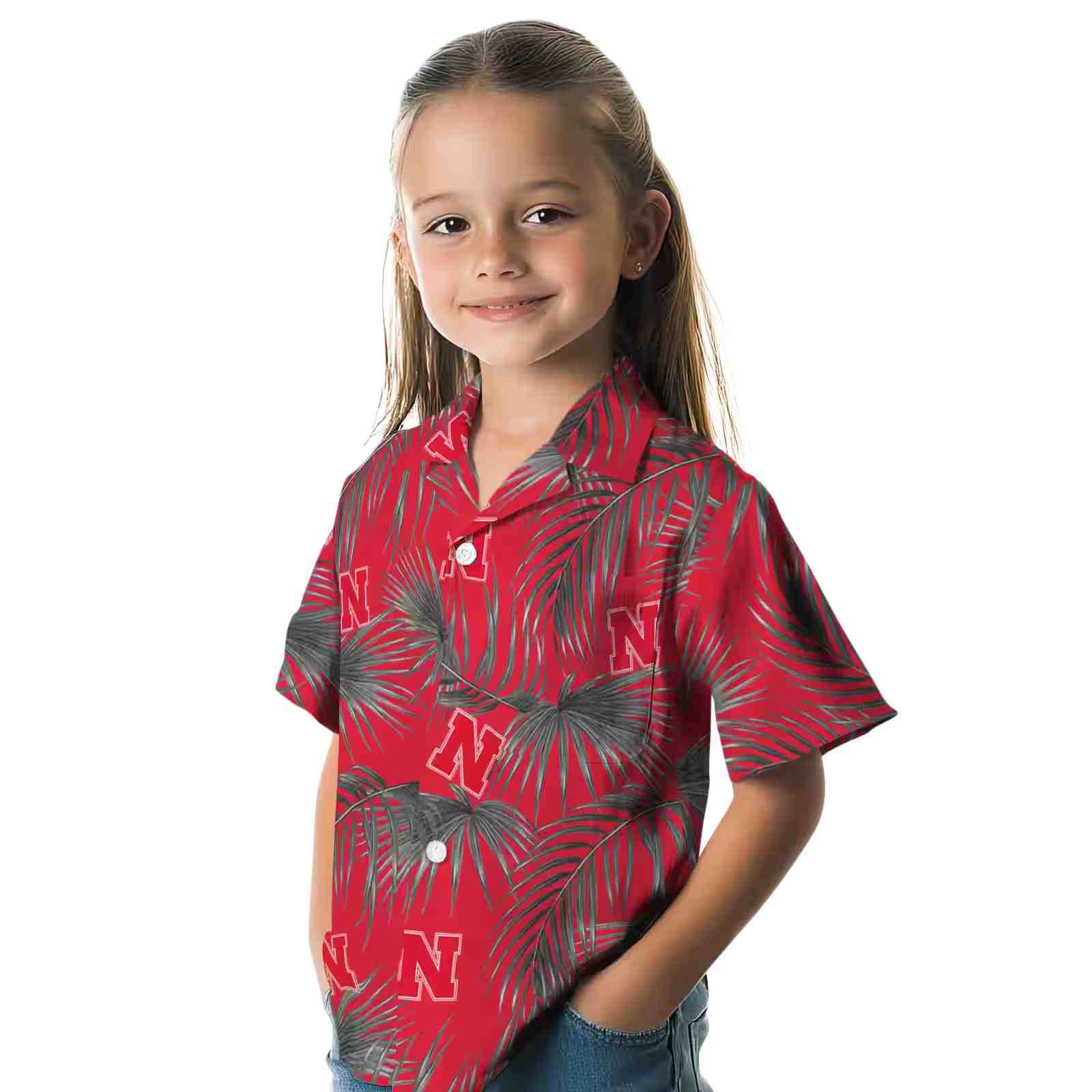 nebraska cornhuskers leafy palms red hawaiian shirt premium grade