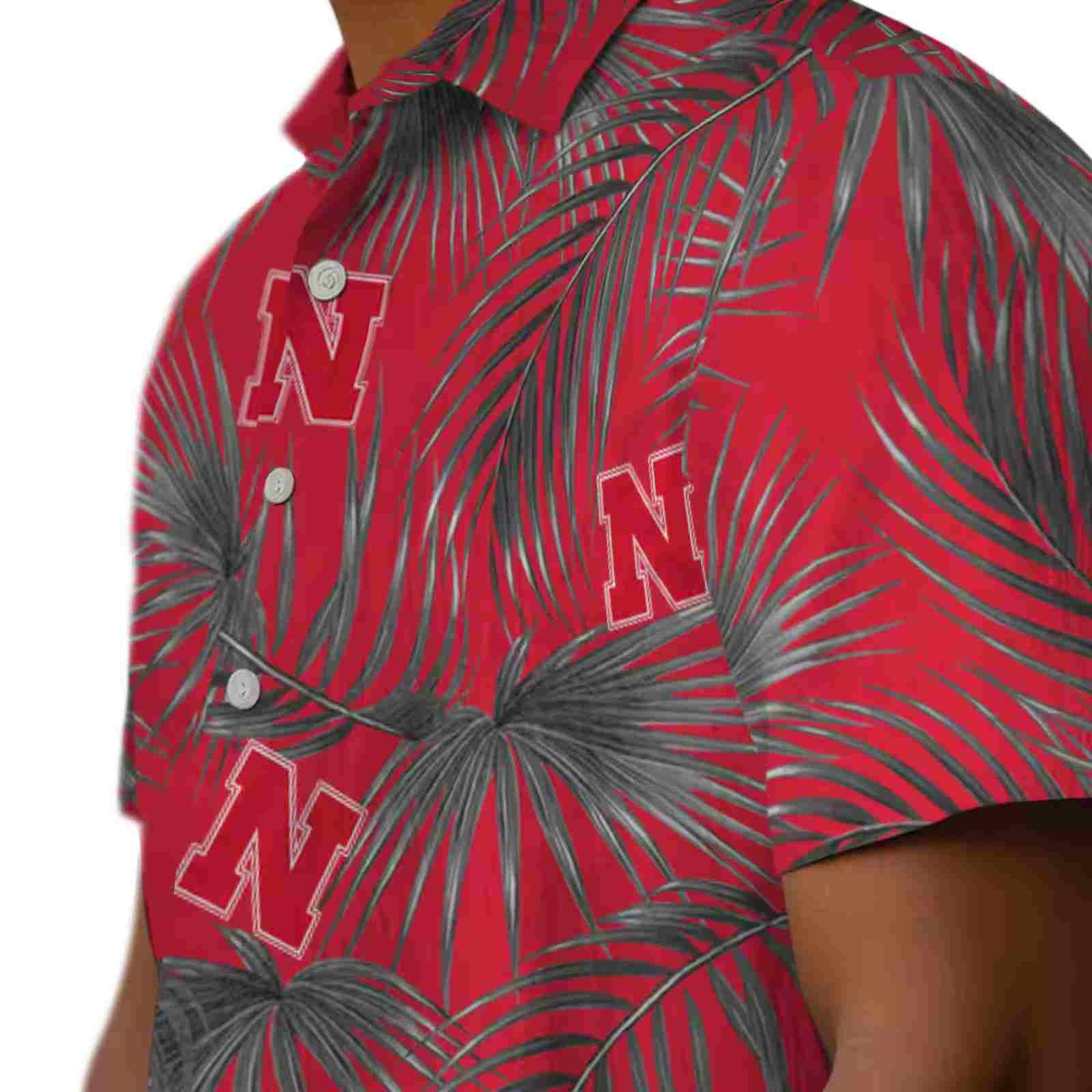 nebraska cornhuskers leafy palms red hawaiian shirt trendy