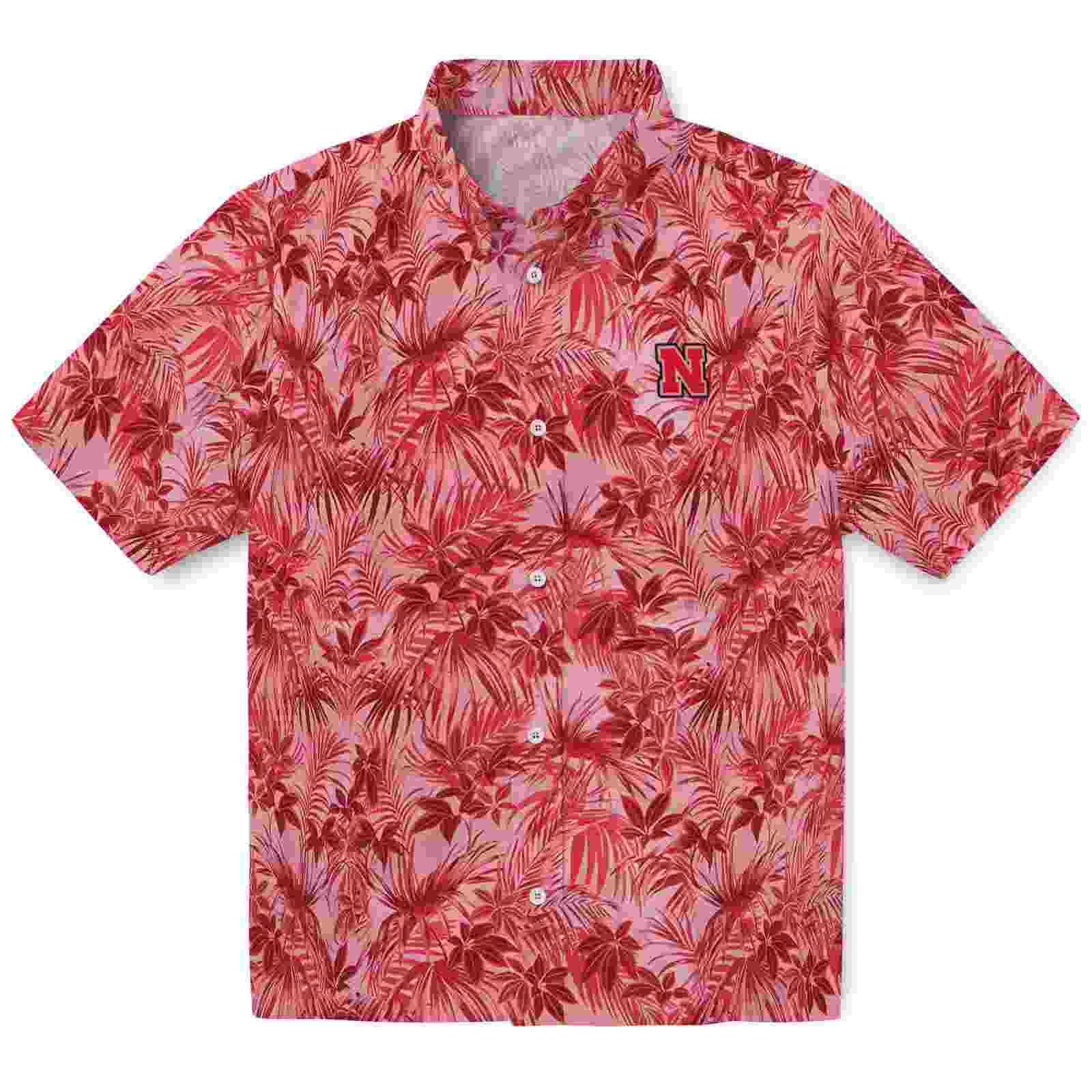 Nebraska Cornhuskers Leafy Pattern Red Hawaiian Shirt