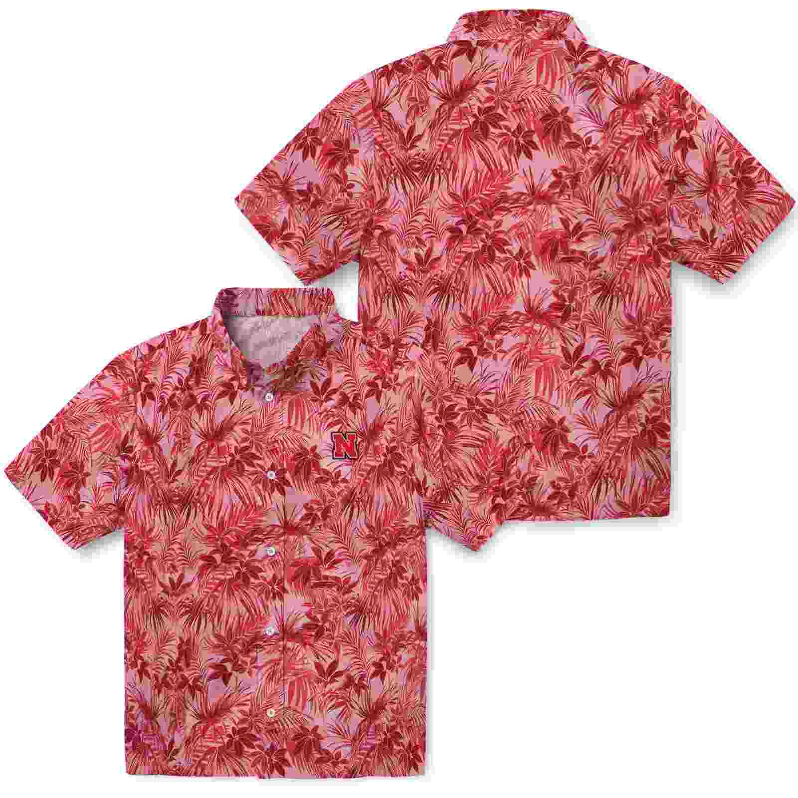 nebraska cornhuskers leafy pattern red hawaiian shirt high quality