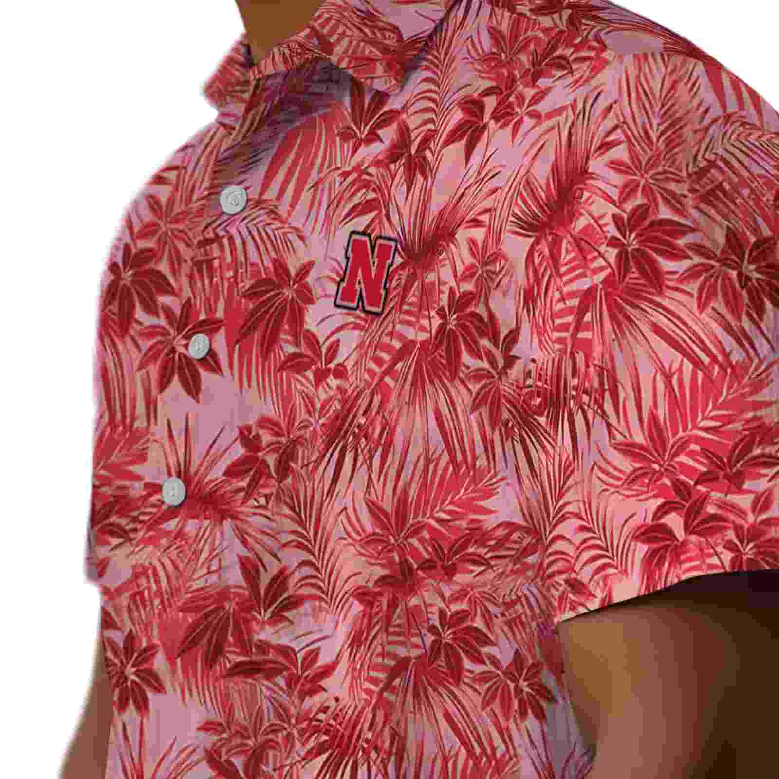 nebraska cornhuskers leafy pattern red hawaiian shirt trendy