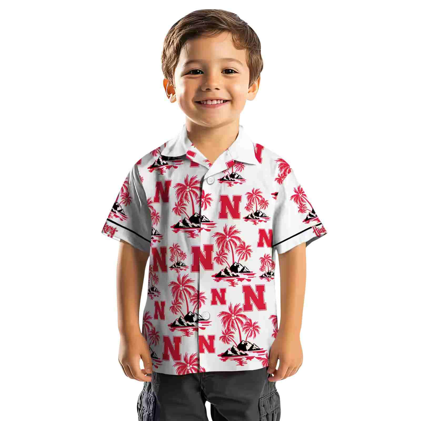 nebraska cornhuskers palm island print red white hawaiian shirt top rated