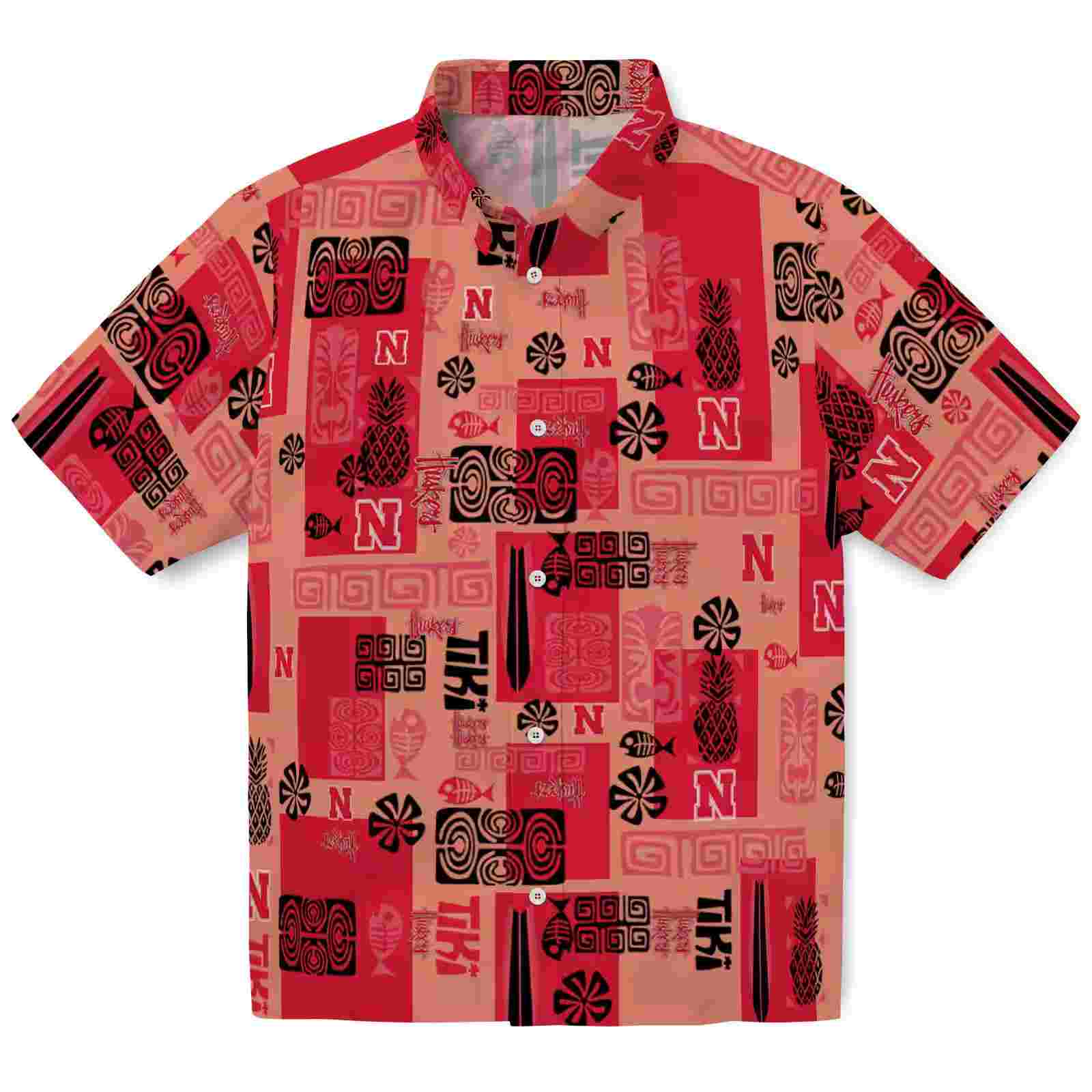 Nebraska Cornhuskers Tribal Symbols Red Hawaiian Shirt