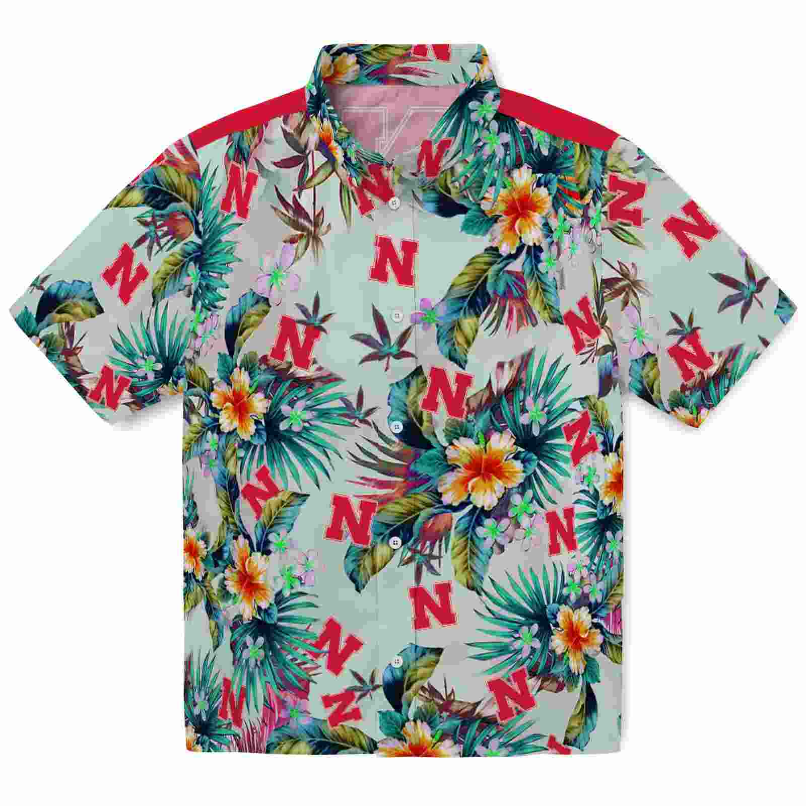 Nebraska Cornhuskers Tropical Foliage Green Hawaiian Shirt