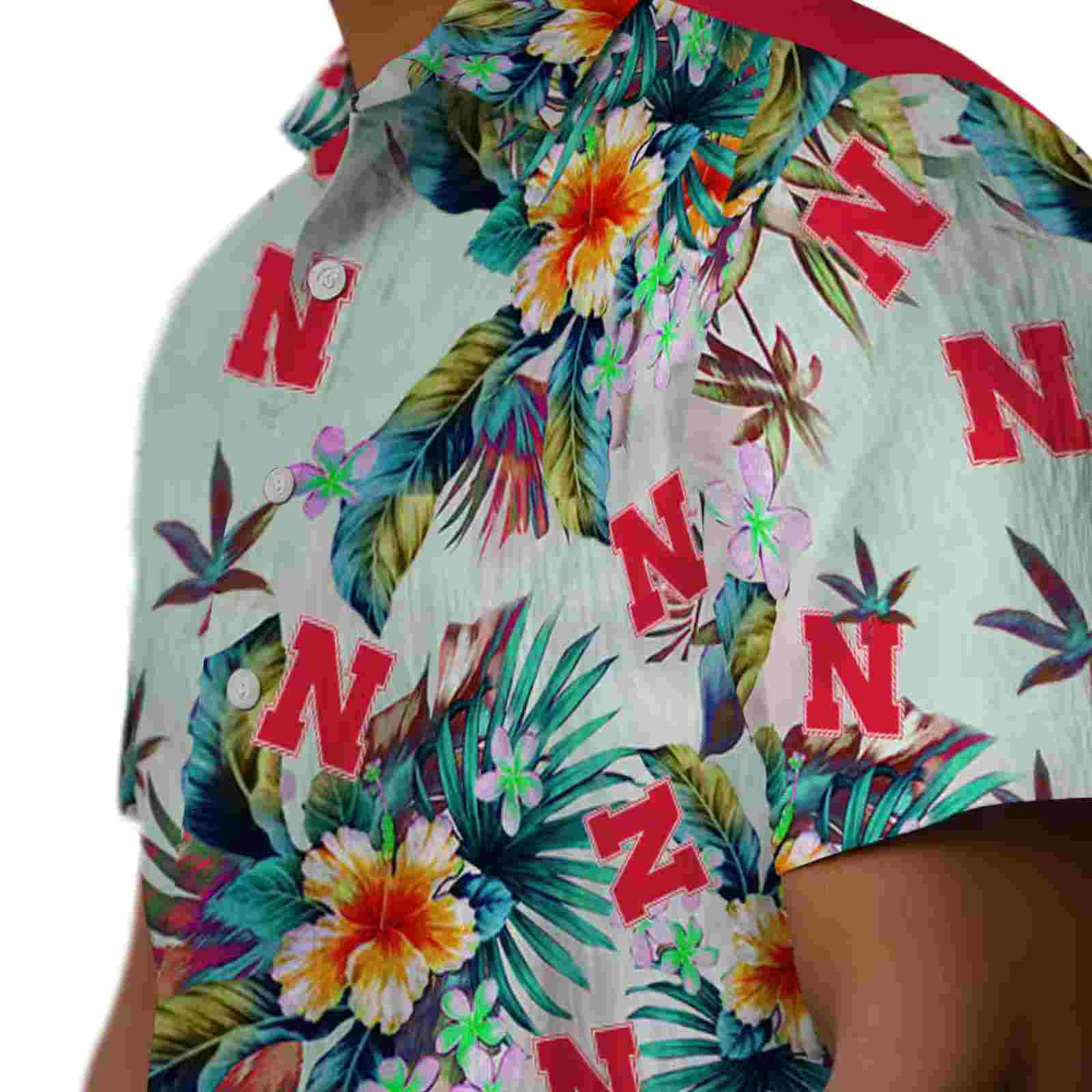 nebraska cornhuskers tropical foliage green hawaiian shirt trendy