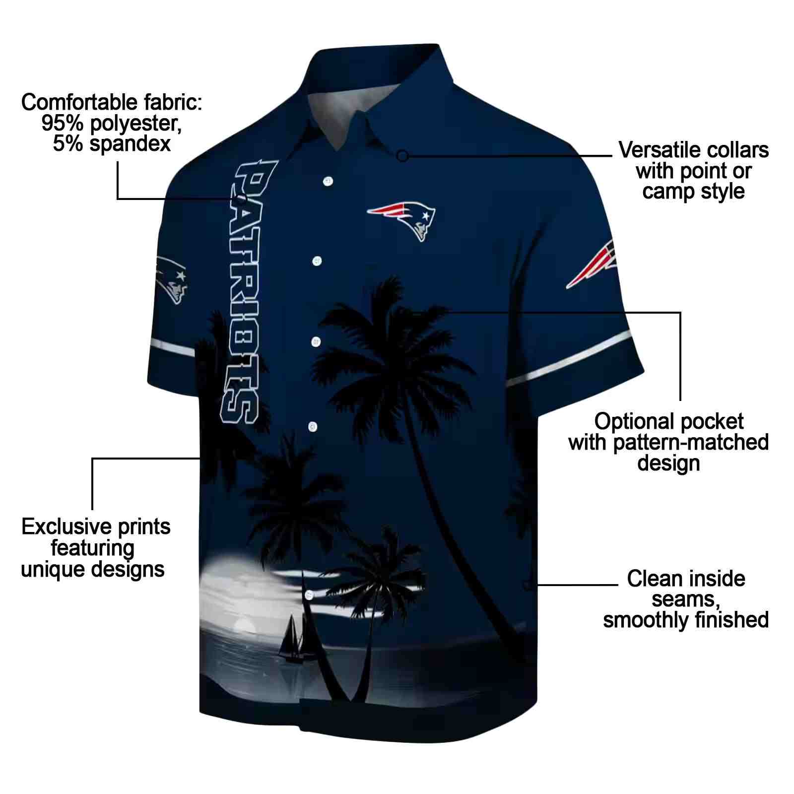 new england patriots beach sunset blue black hawaiian shirt new arrival