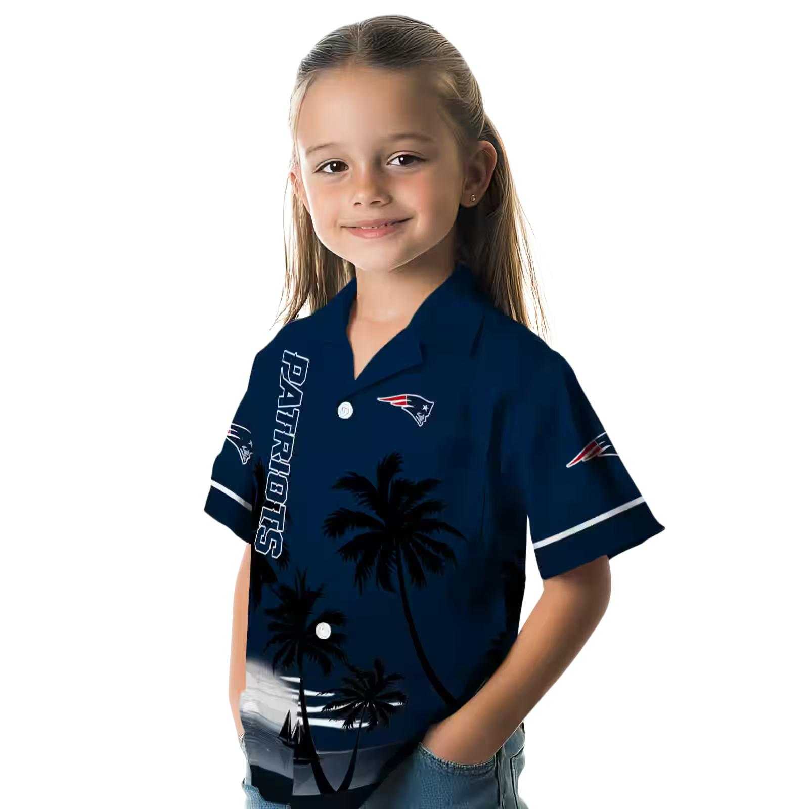 new england patriots beach sunset blue black hawaiian shirt premium grade