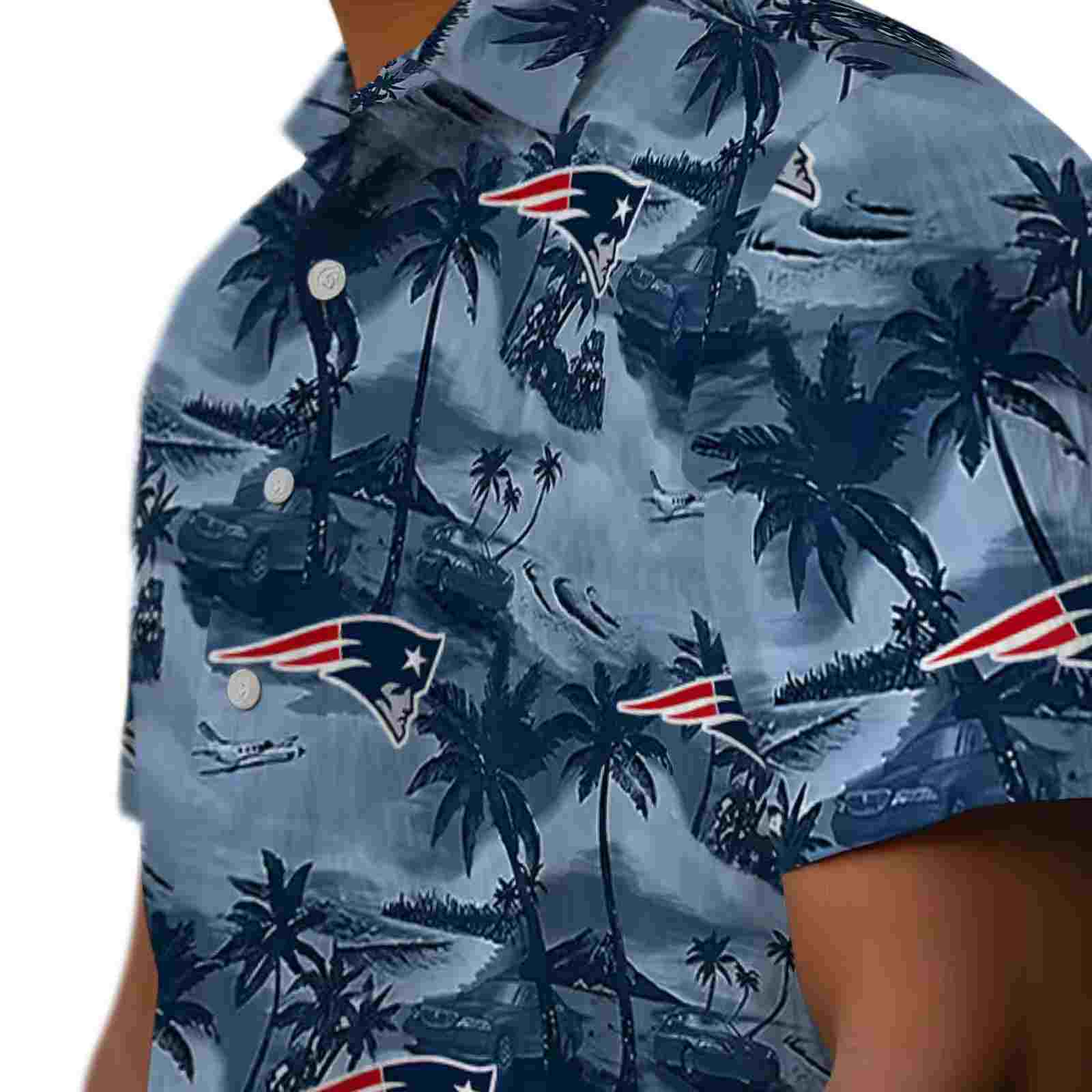 new england patriots coastal palms blue hawaiian shirt trendy