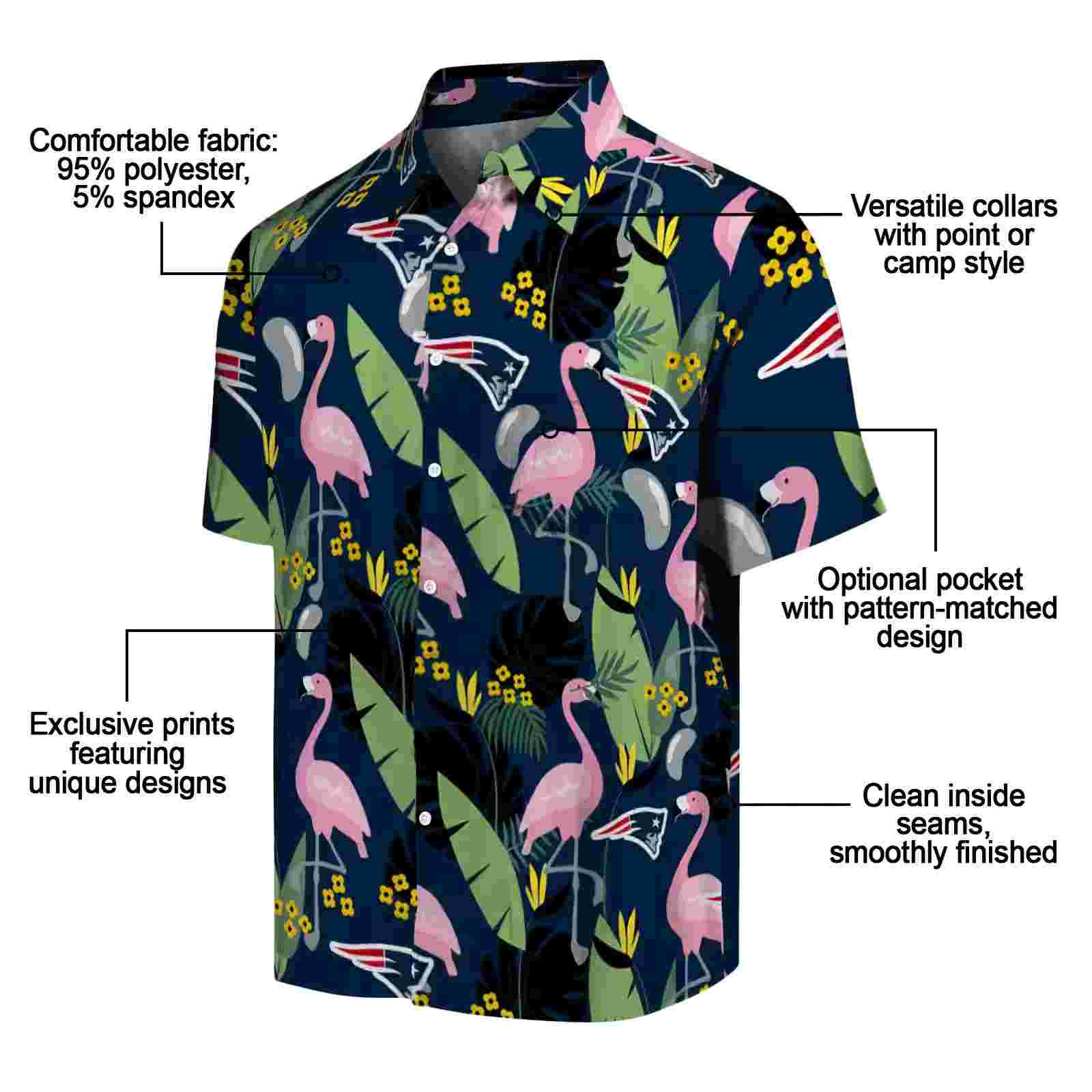 new england patriots flamingo leaves blue hawaiian shirt new arrival