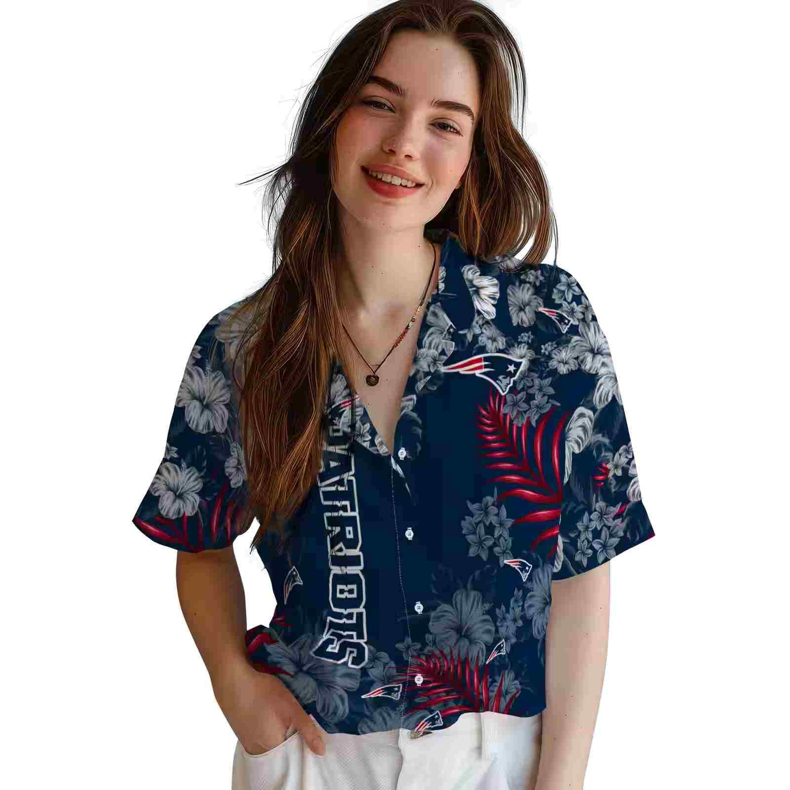 new england patriots hibiscus print blue hawaiian shirt latest model