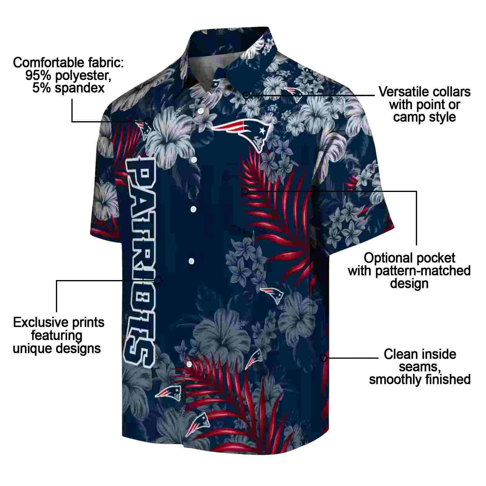 new england patriots hibiscus print blue hawaiian shirt new arrival