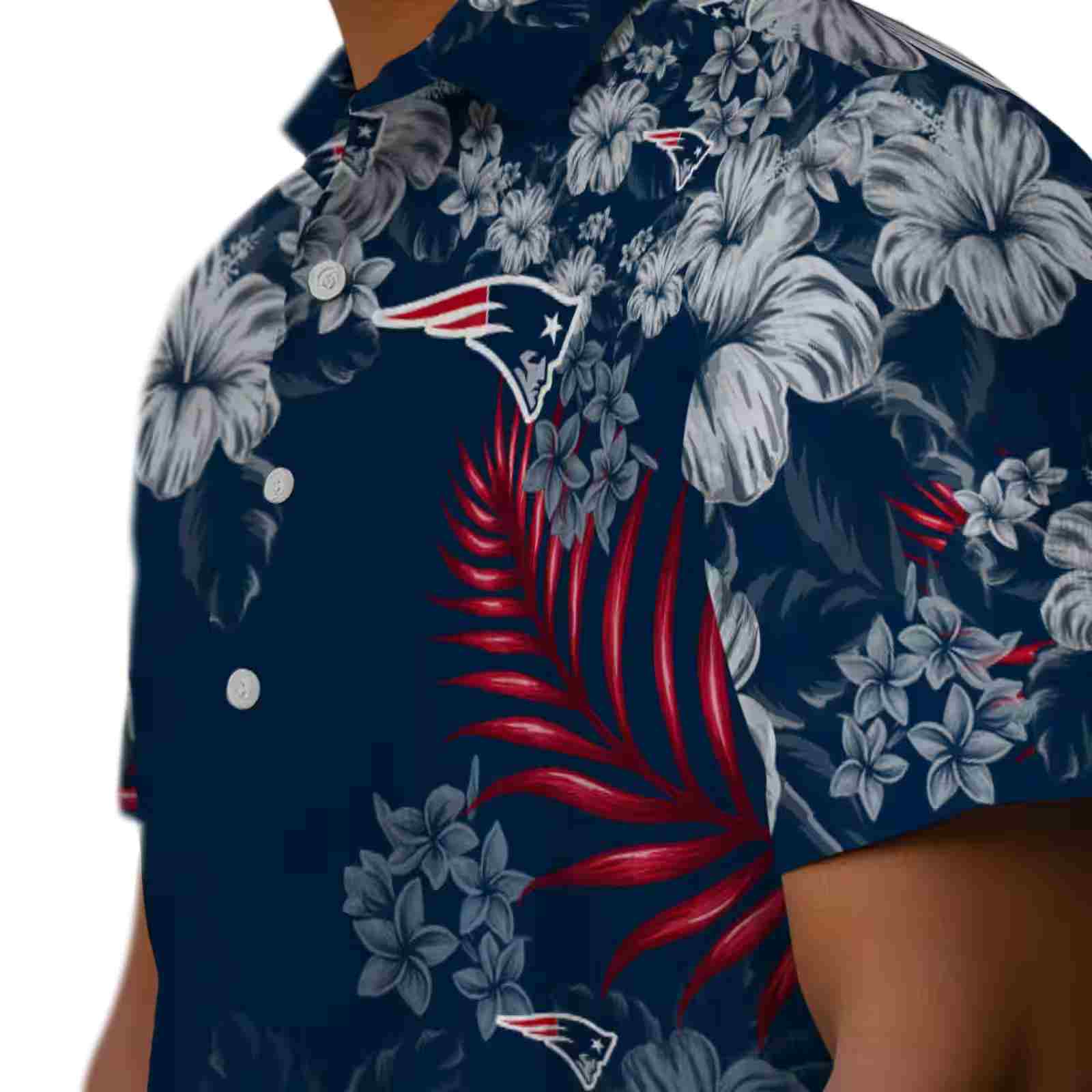 new england patriots hibiscus print blue hawaiian shirt trendy