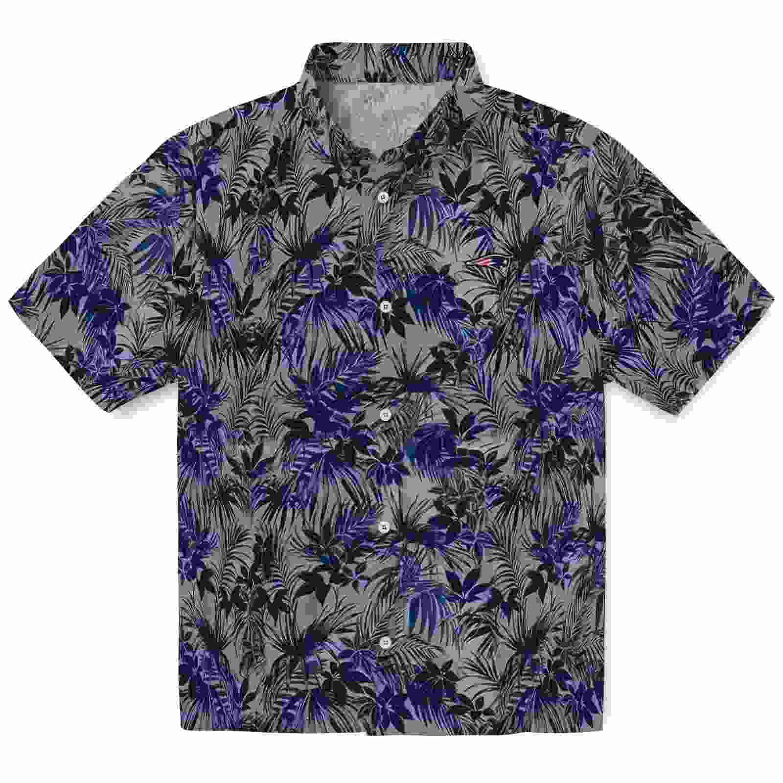 New England Patriots Leafy Pattern Blue Hawaiian Shirt