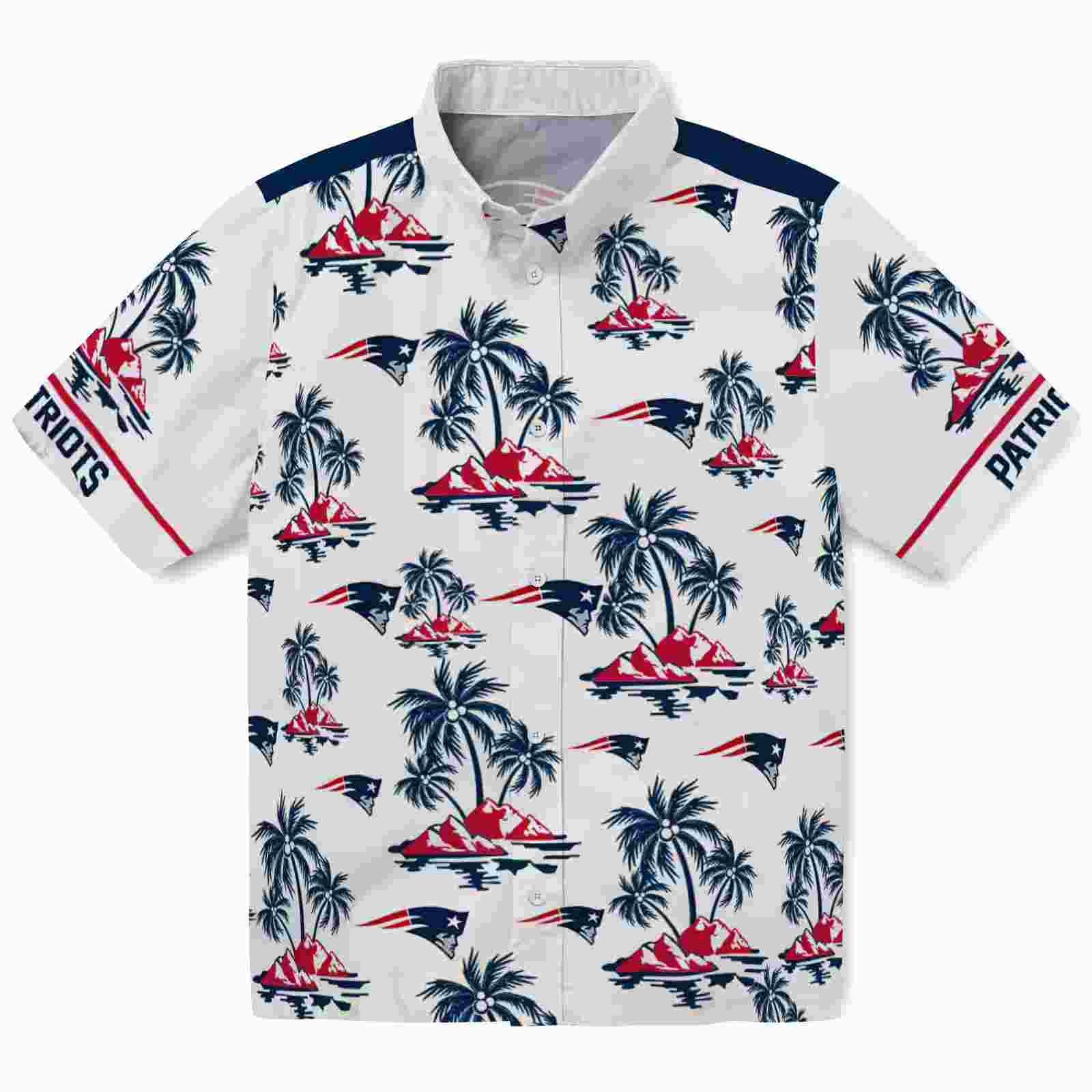 New England Patriots Palm Island Print Blue White Hawaiian Shirt