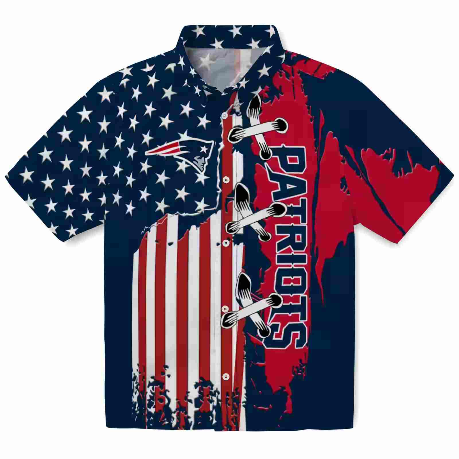 New England Patriots Stitched Flag Blue Hawaiian Shirt