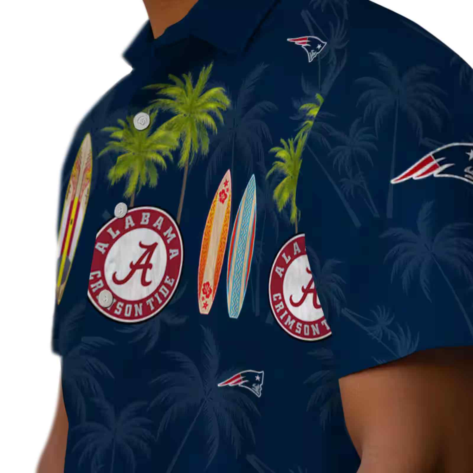 new england patriots surfboard palm blue hawaiian shirt trendy