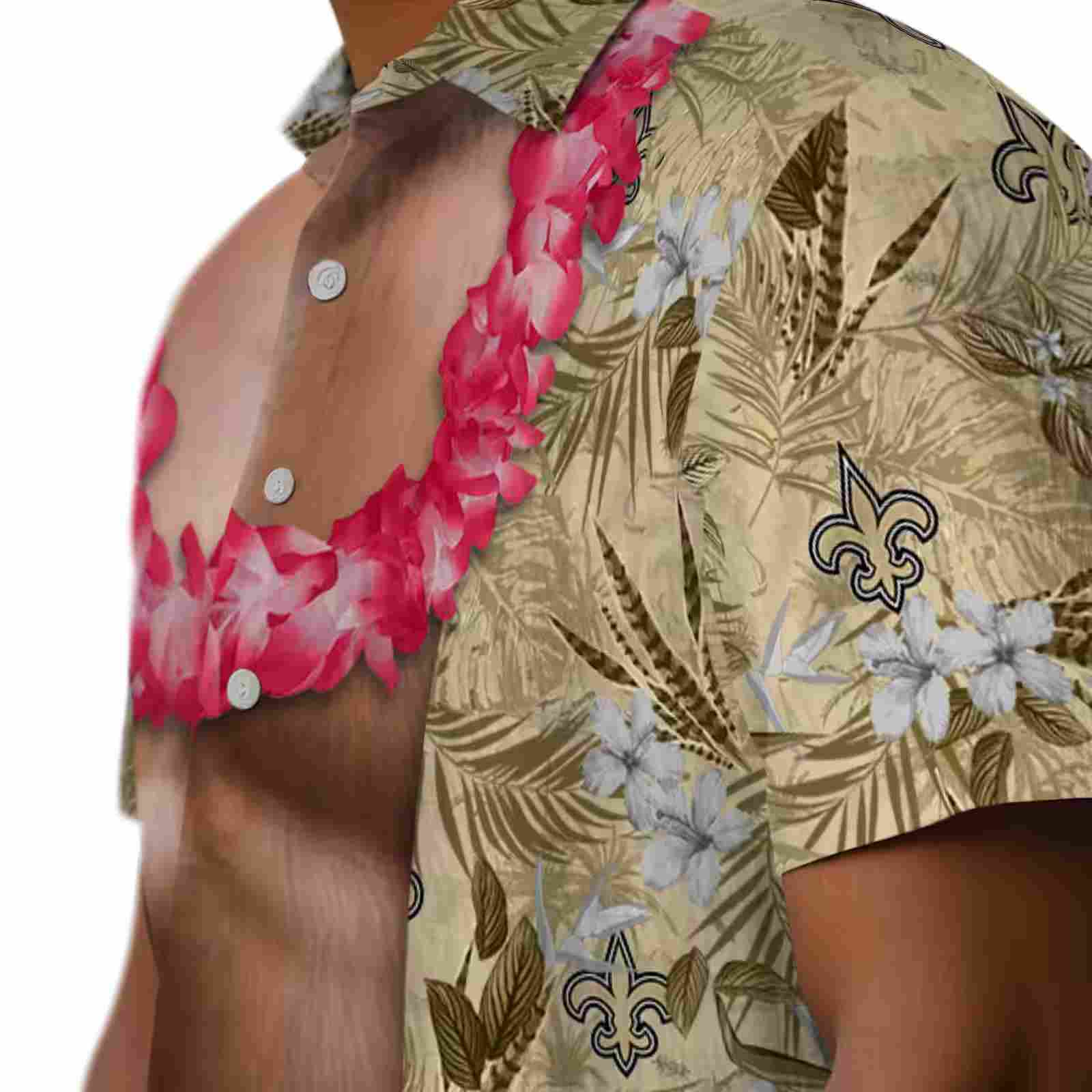 new orleans saints chest illusion gold hawaiian shirt trendy