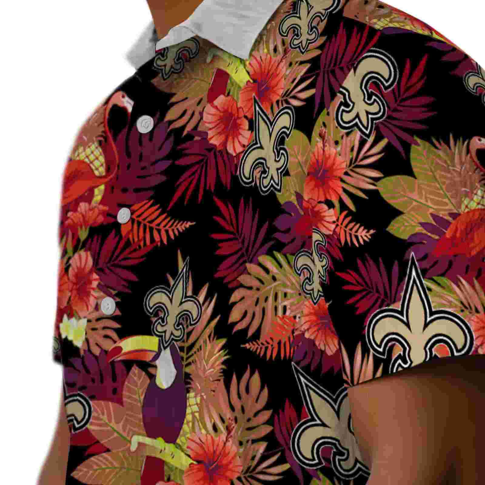 new orleans saints floral toucan gold red hawaiian shirt trendy