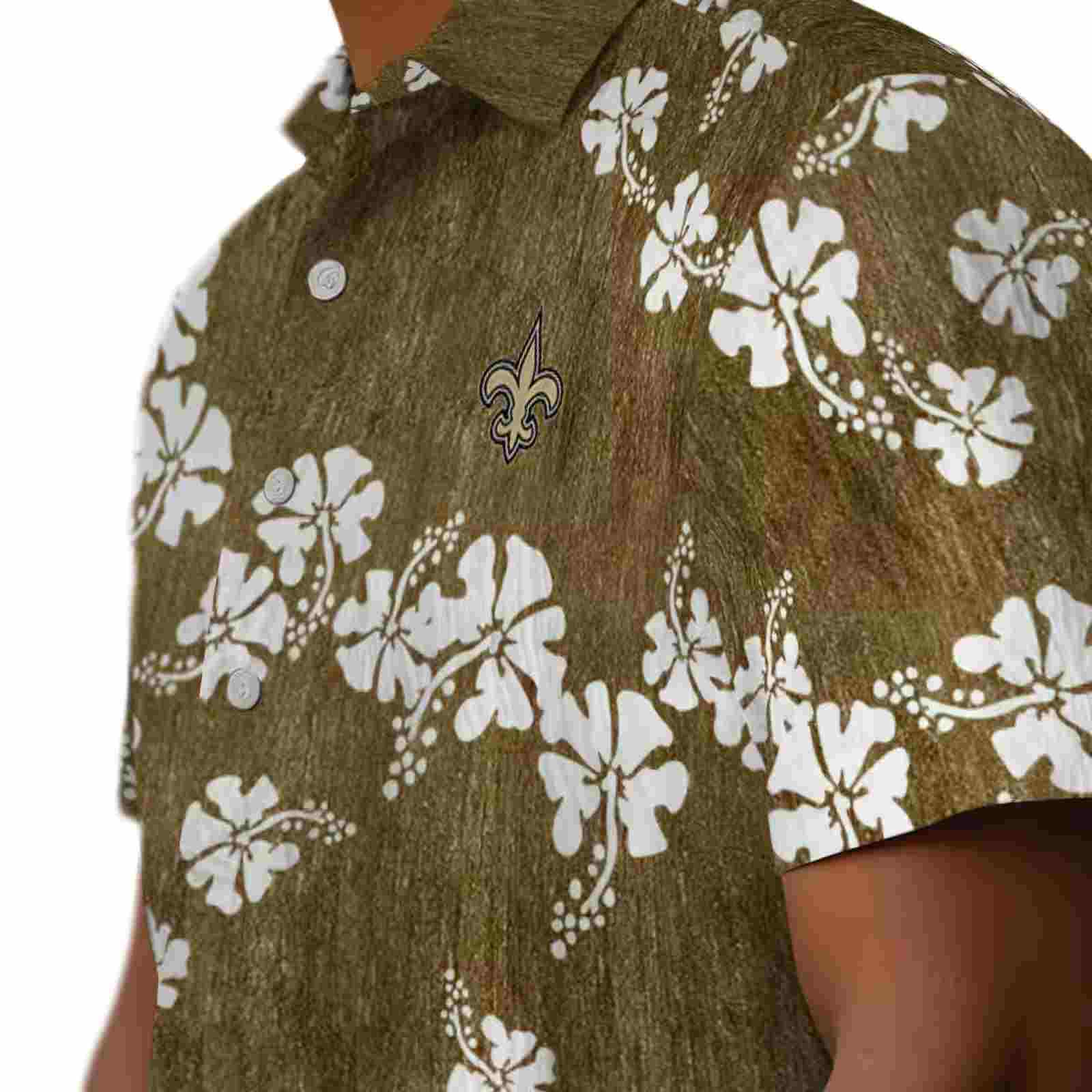 new orleans saints hibiscus clusters gold hawaiian shirt trendy