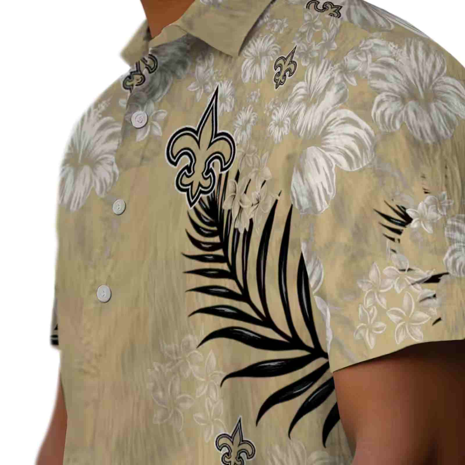 new orleans saints hibiscus print gold hawaiian shirt trendy