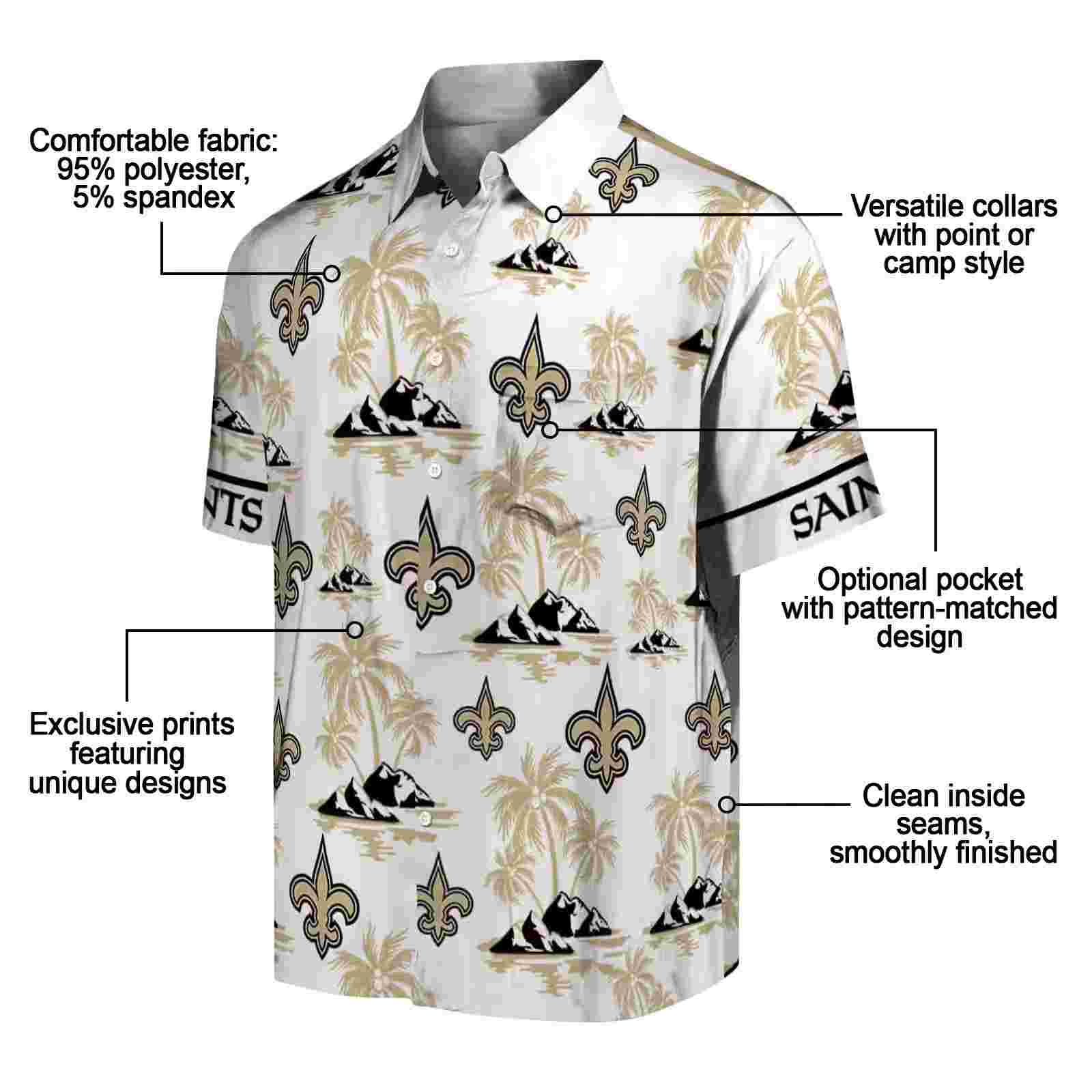 new orleans saints palm island print gold white hawaiian shirt new arrival