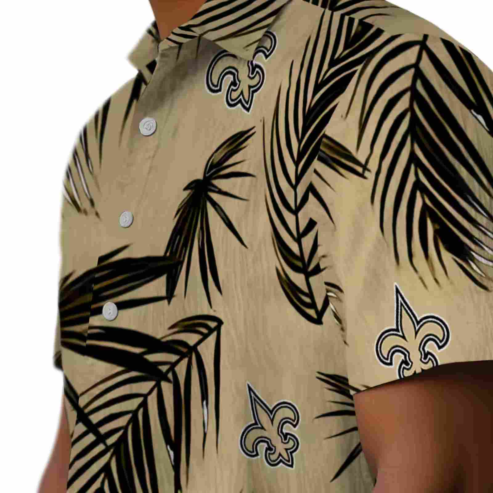 new orleans saints palm leaf gold hawaiian shirt trendy