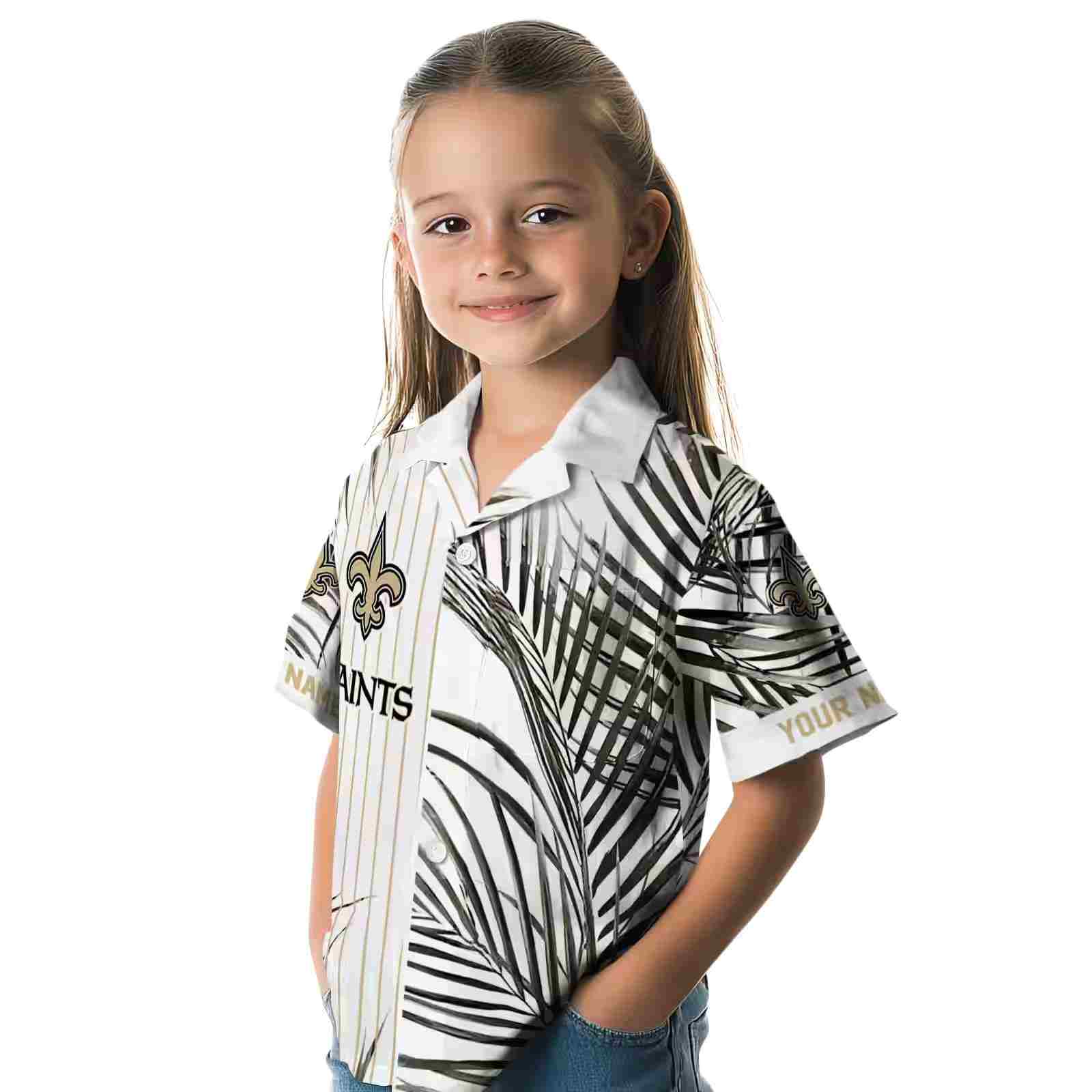 new orleans saints palm stripes gold black white hawaiian shirt premium grade