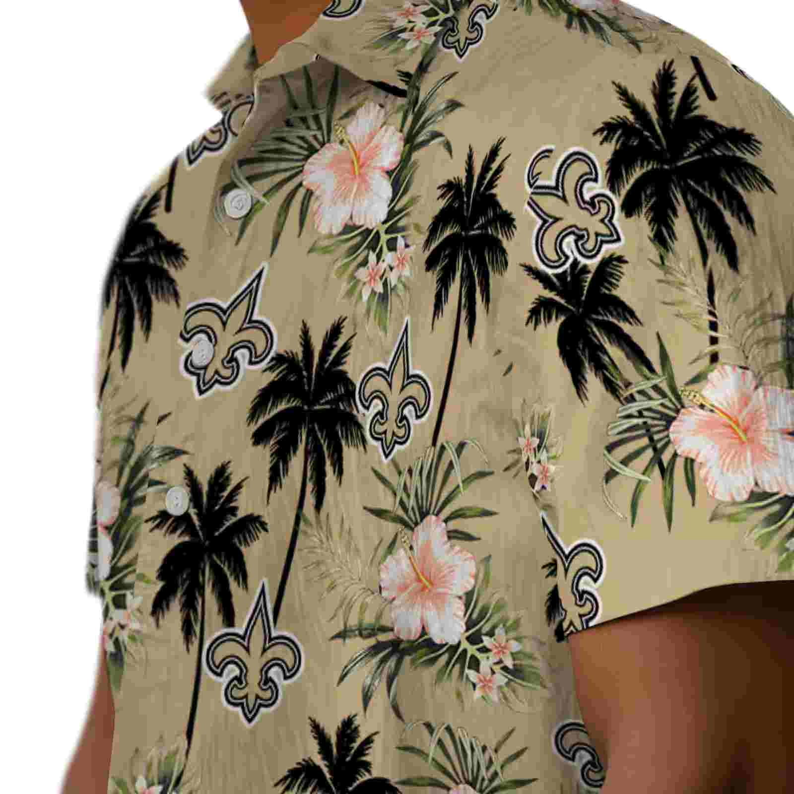 new orleans saints palm tree flower gold hawaiian shirt trendy