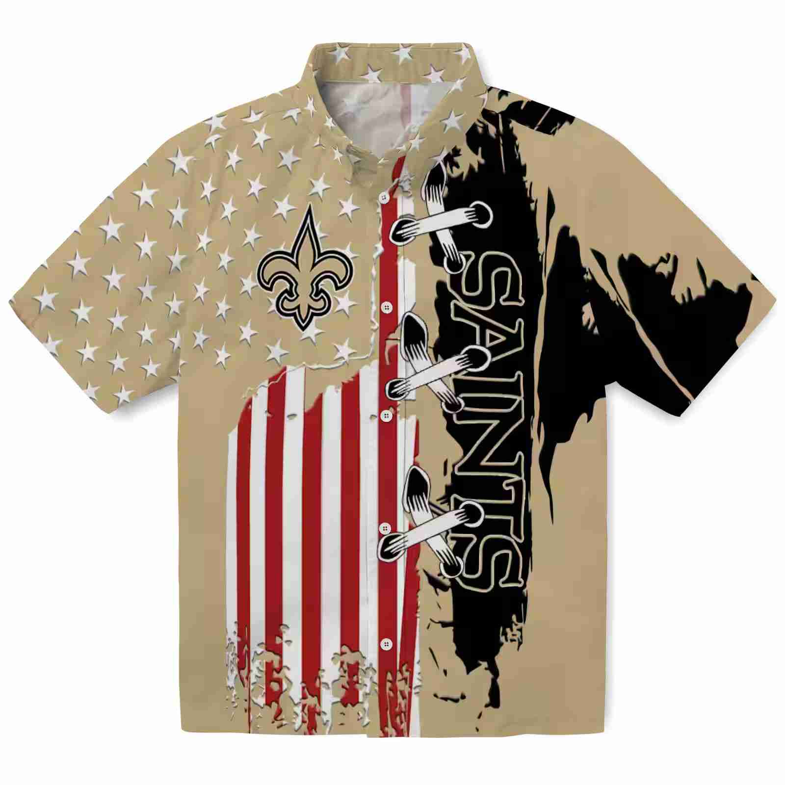 New Orleans Saints Stitched Flag Gold Hawaiian Shirt