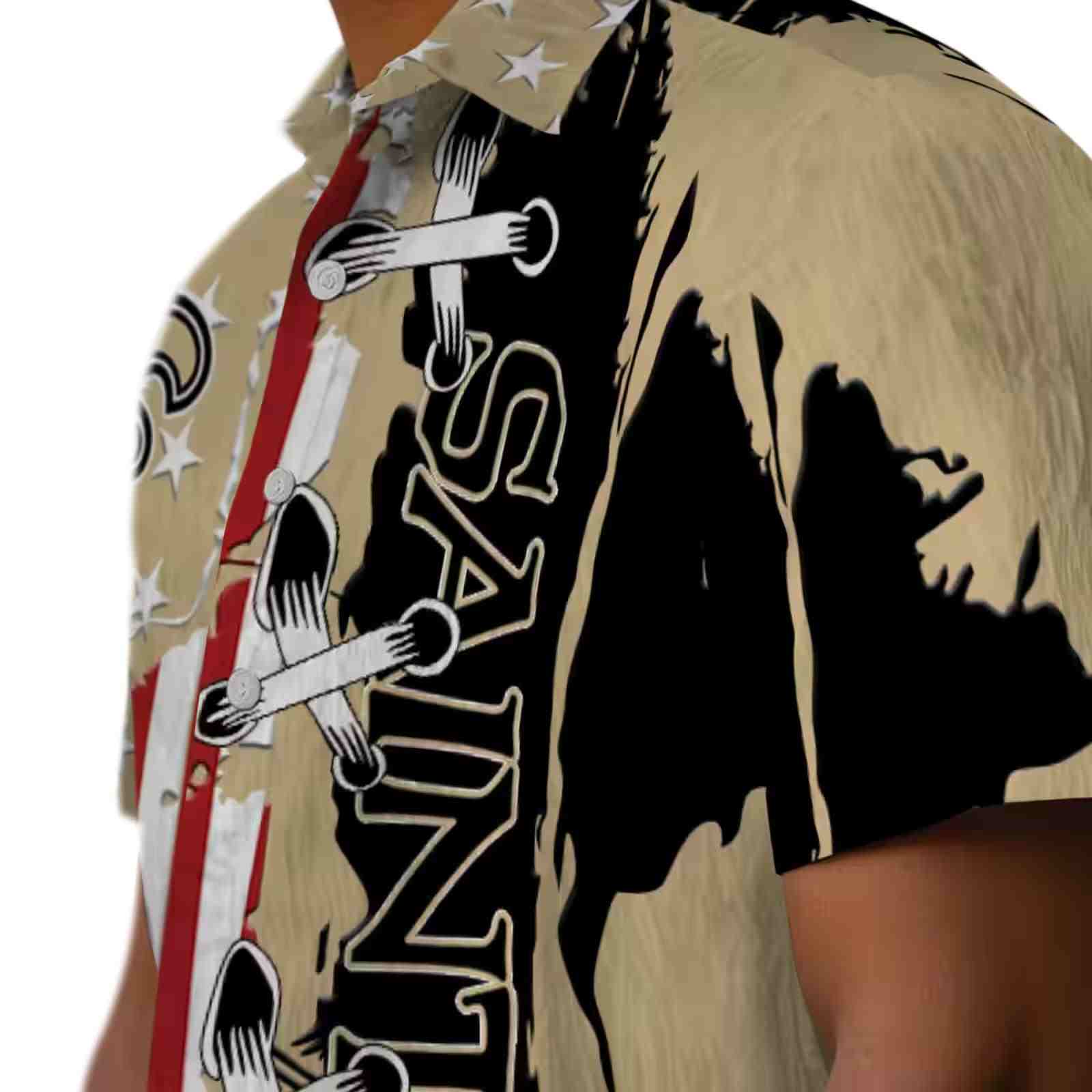 new orleans saints stitched flag gold hawaiian shirt trendy