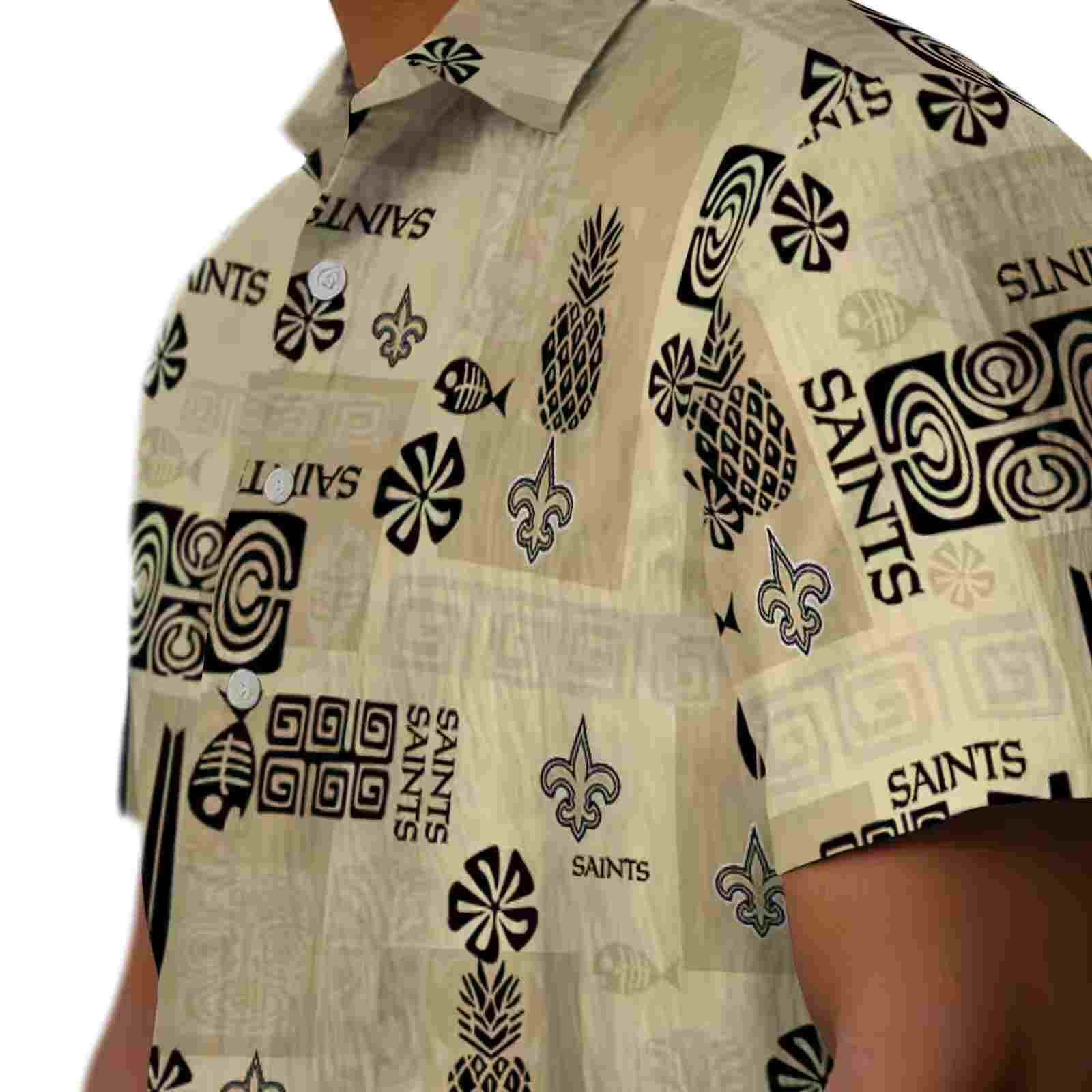 new orleans saints tribal symbols gold hawaiian shirt trendy