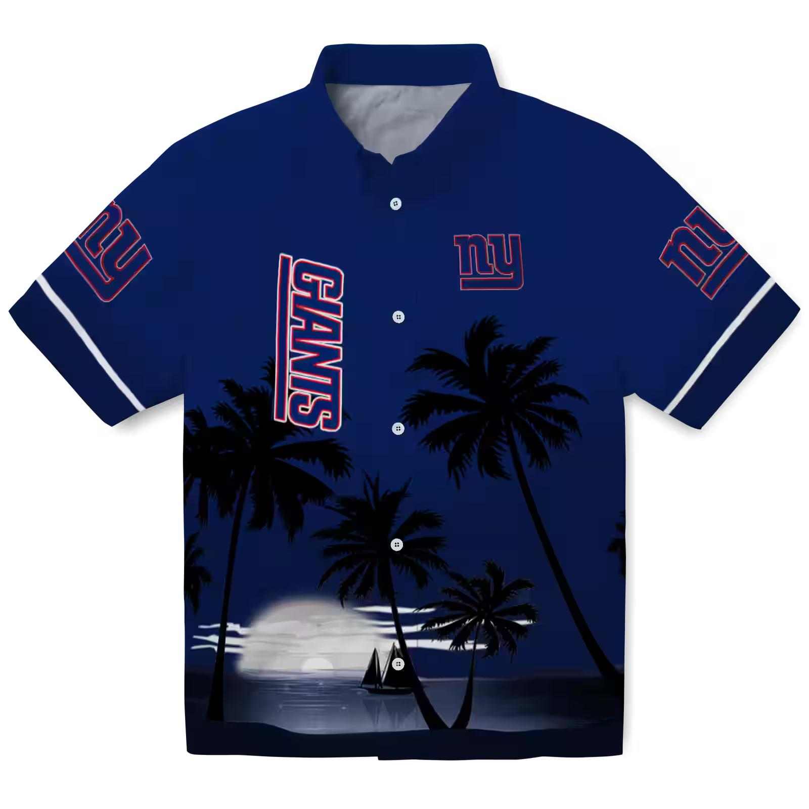 New York Giants Beach Sunset Blue Black Hawaiian Shirt