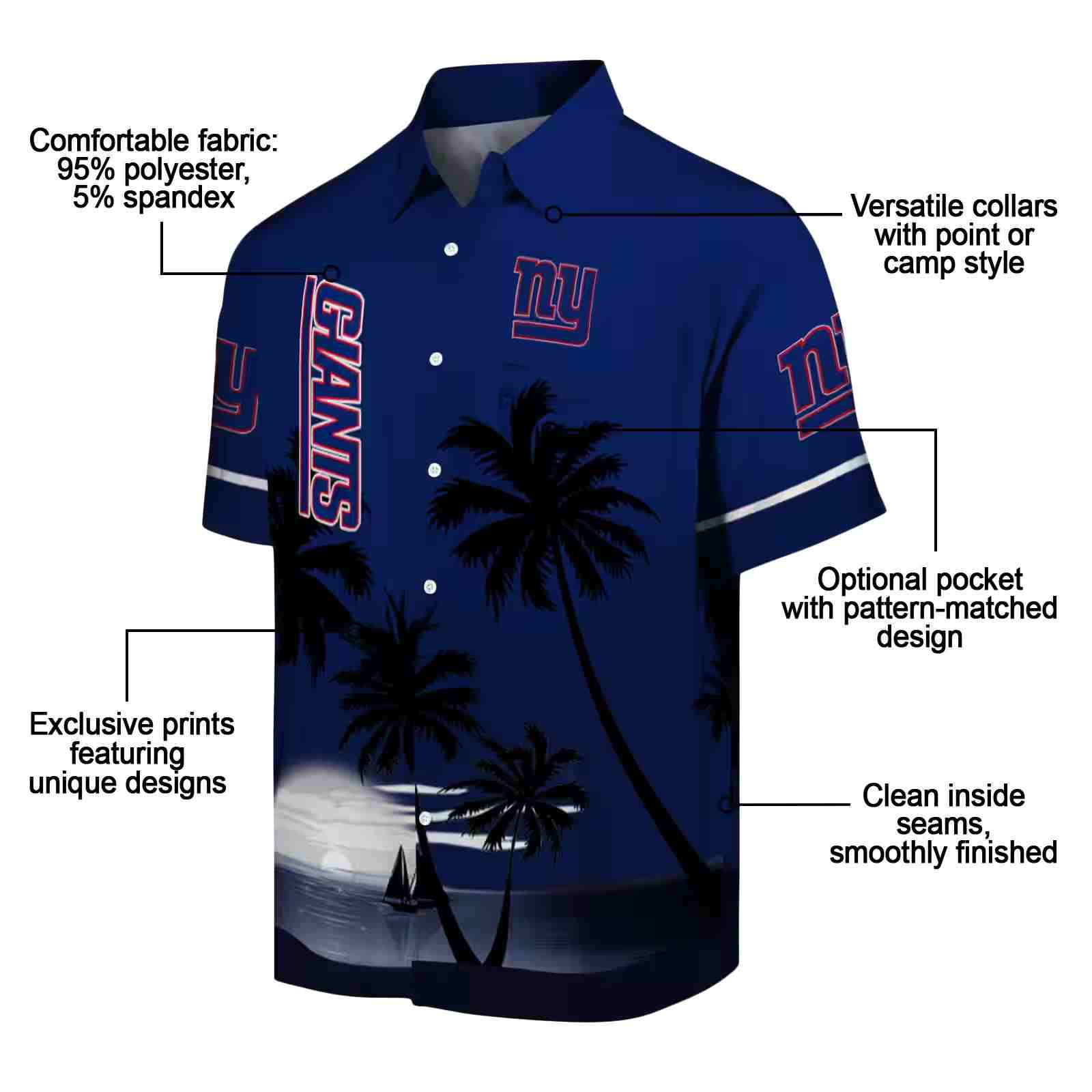 new york giants beach sunset blue black hawaiian shirt new arrival