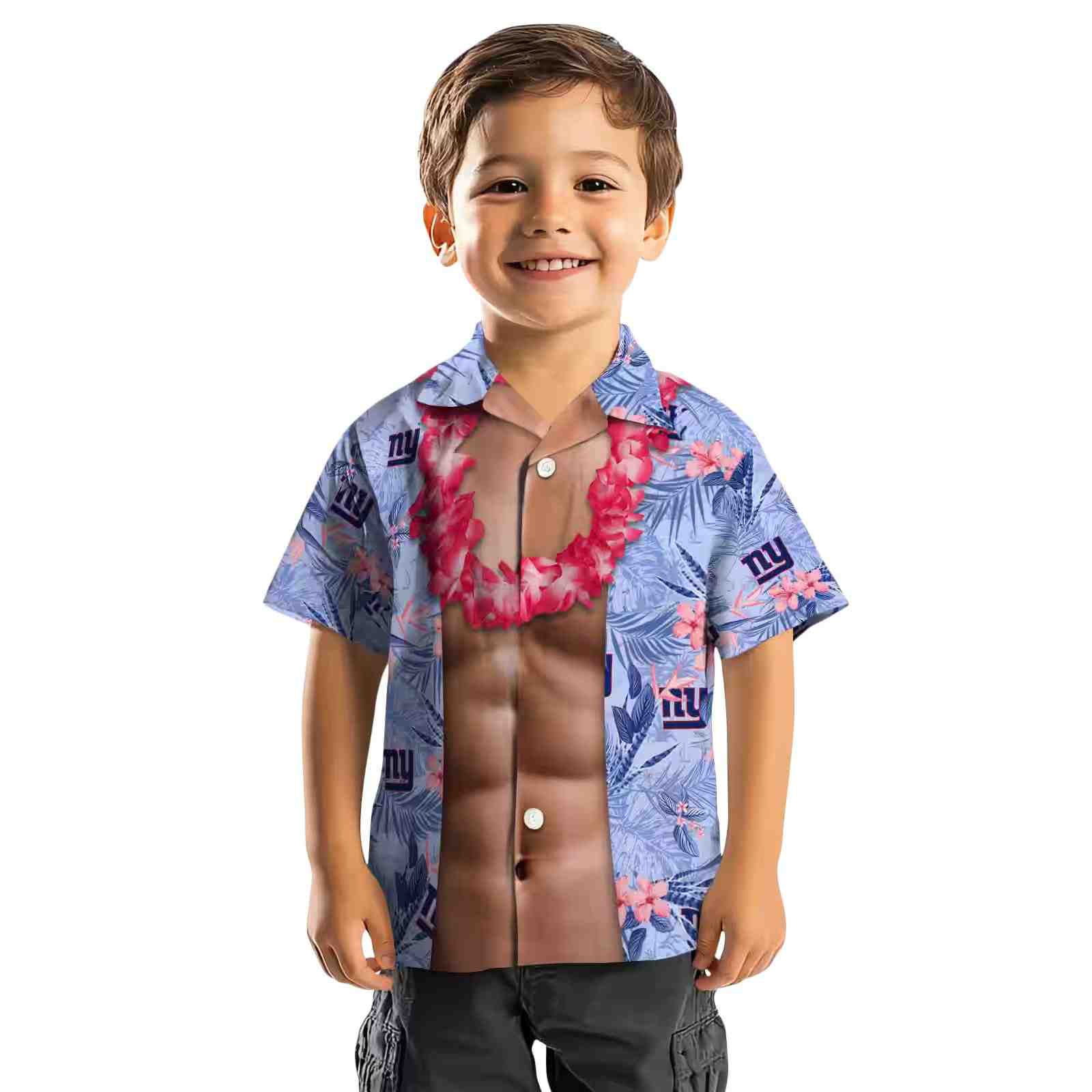 new york giants chest illusion blue hawaiian shirt top rated