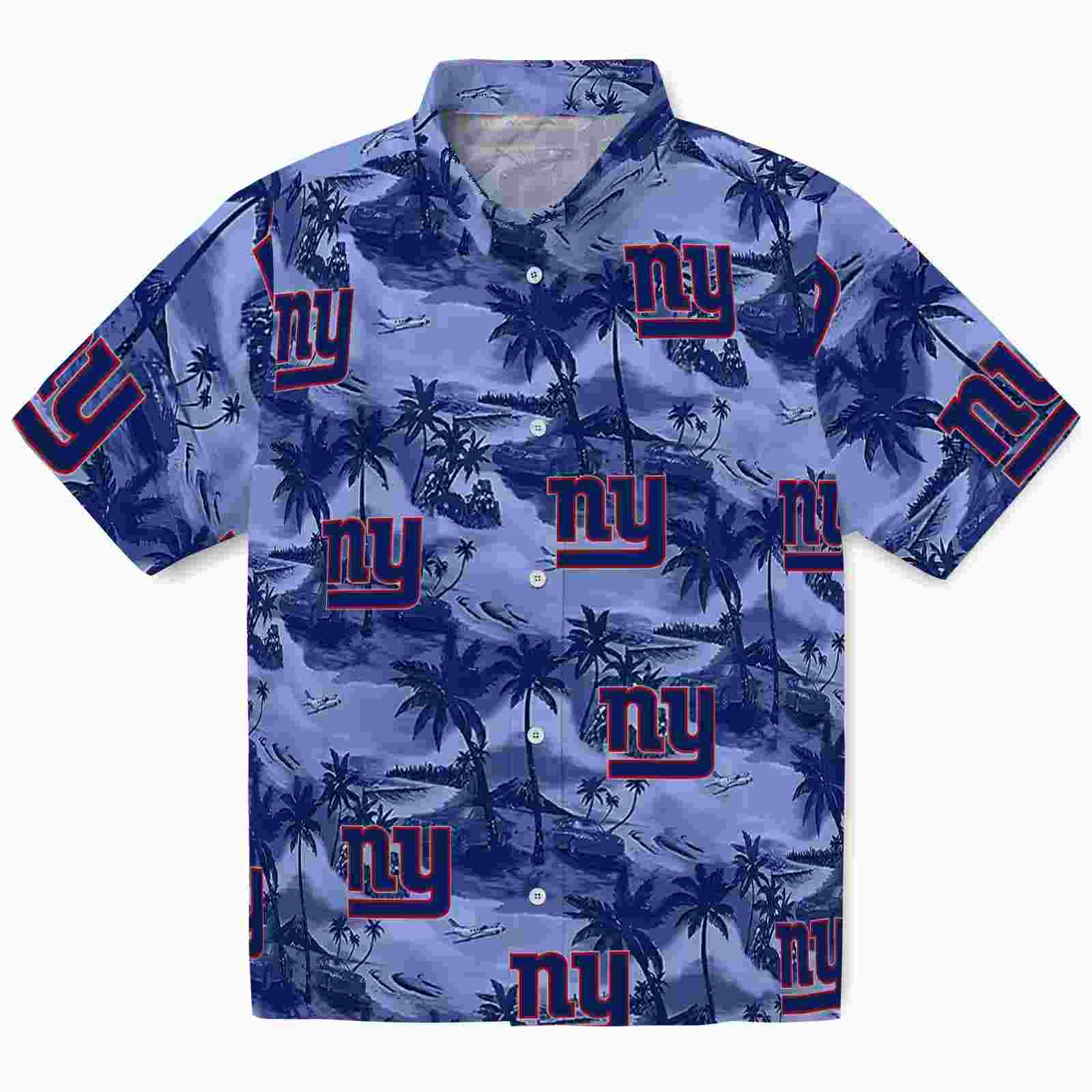 New York Giants Coastal Palms Blue Hawaiian Shirt