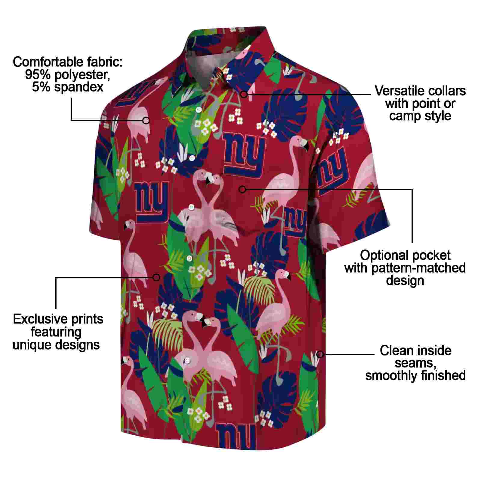 new york giants flamingo foliage blue green hawaiian shirt new arrival