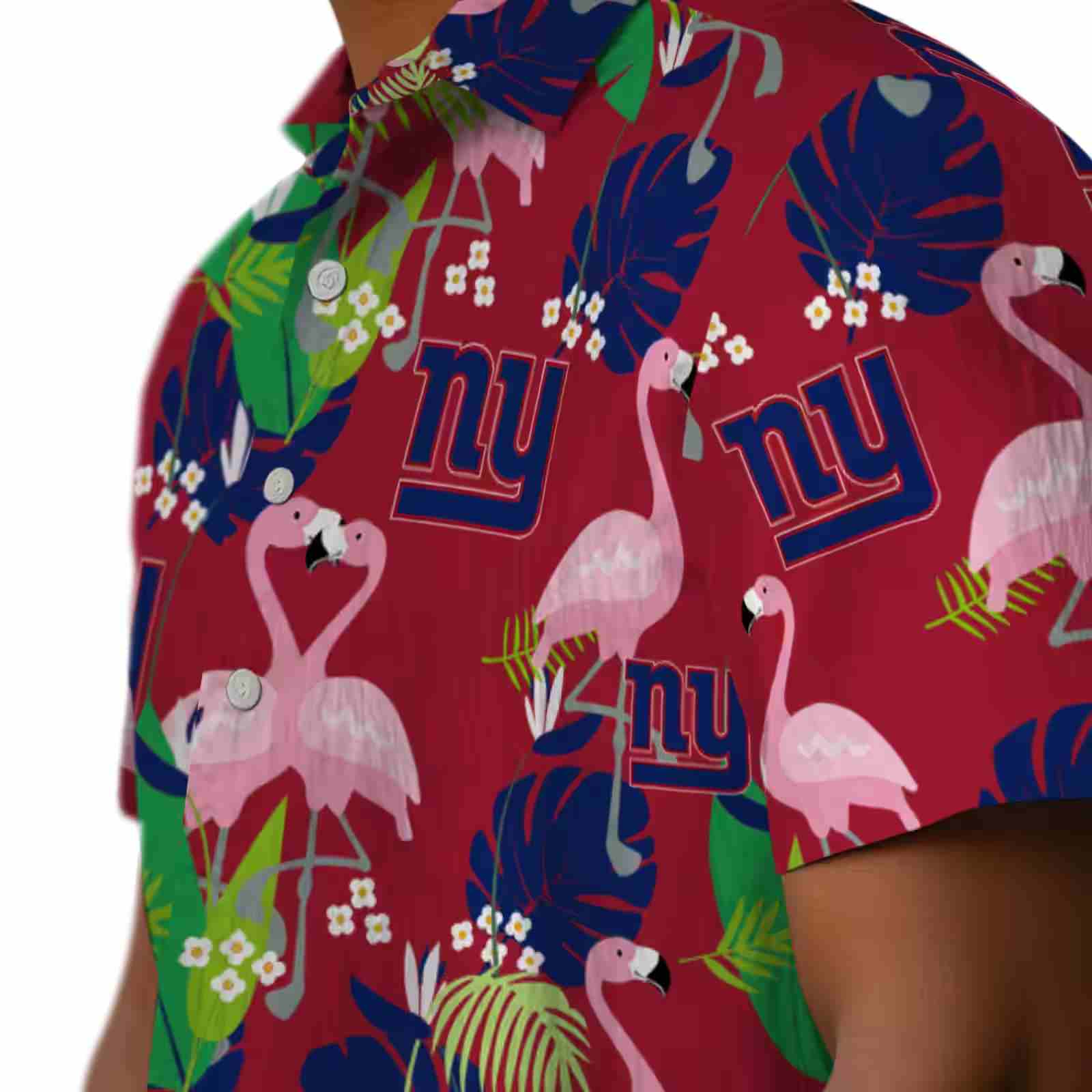 new york giants flamingo foliage blue green hawaiian shirt trendy