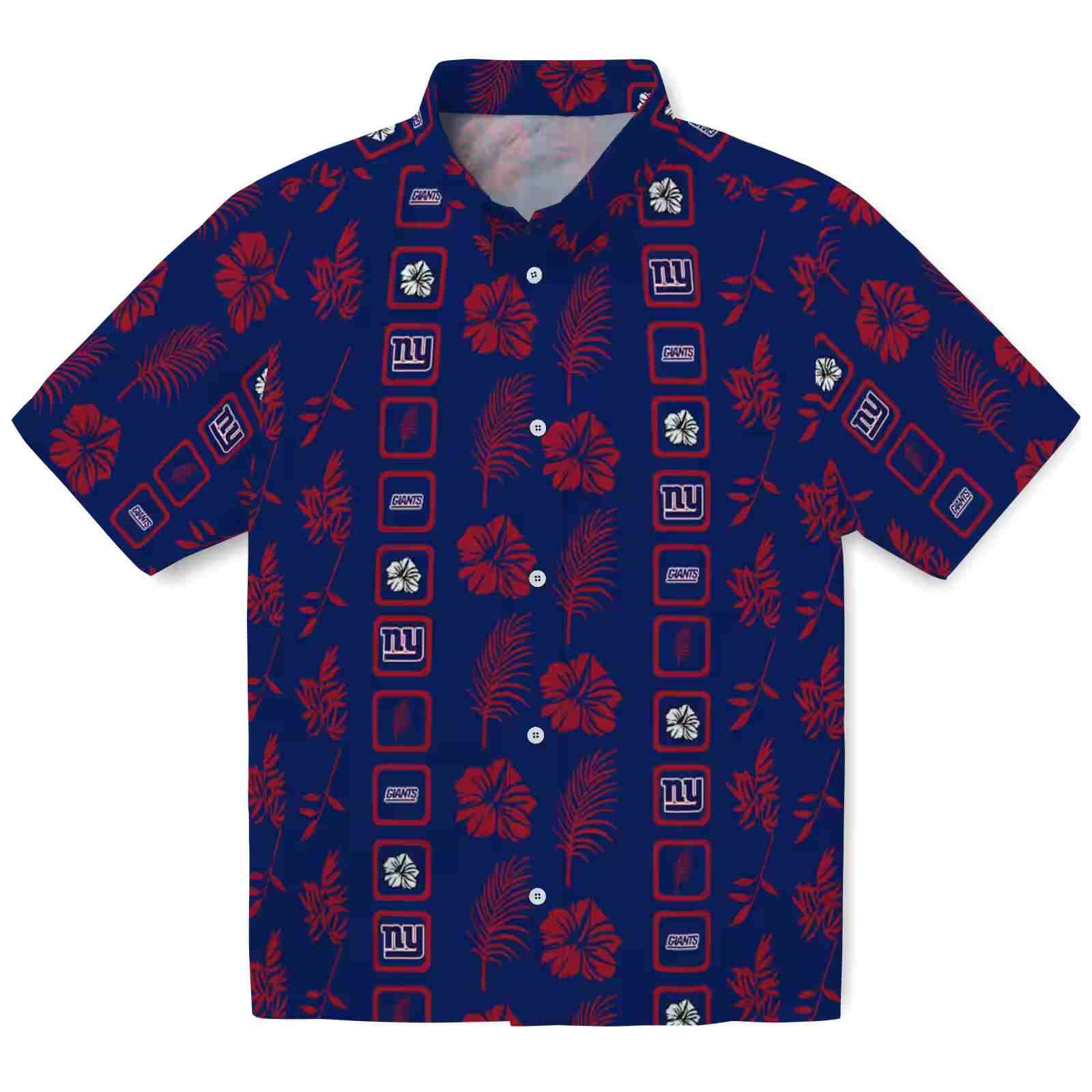 New York Giants Framed Floral Blue Hawaiian Shirt