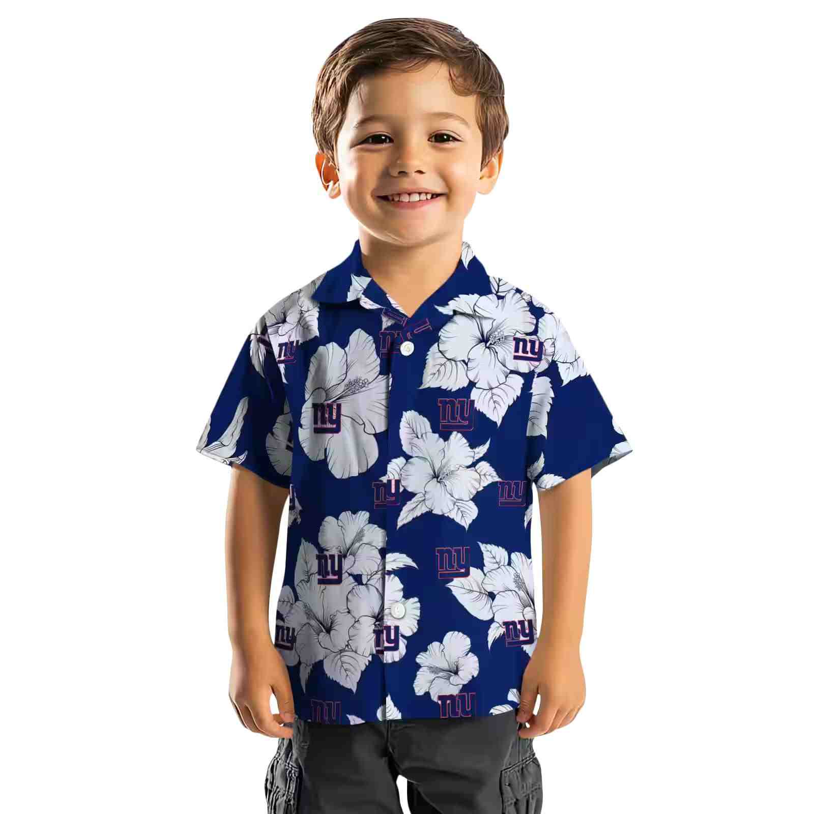 new york giants hibiscus blooms blue white hawaiian shirt top rated