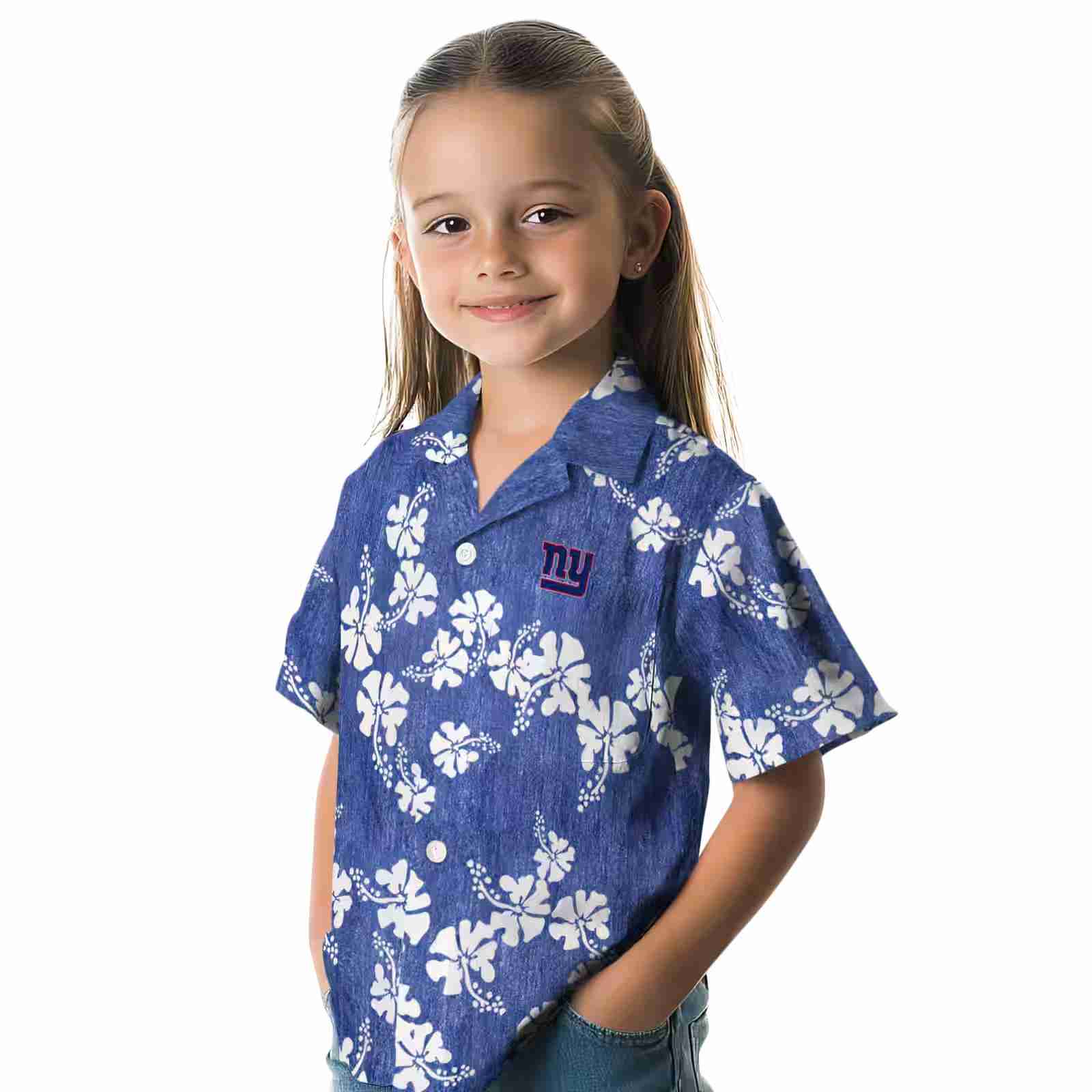 new york giants hibiscus clusters blue hawaiian shirt premium grade