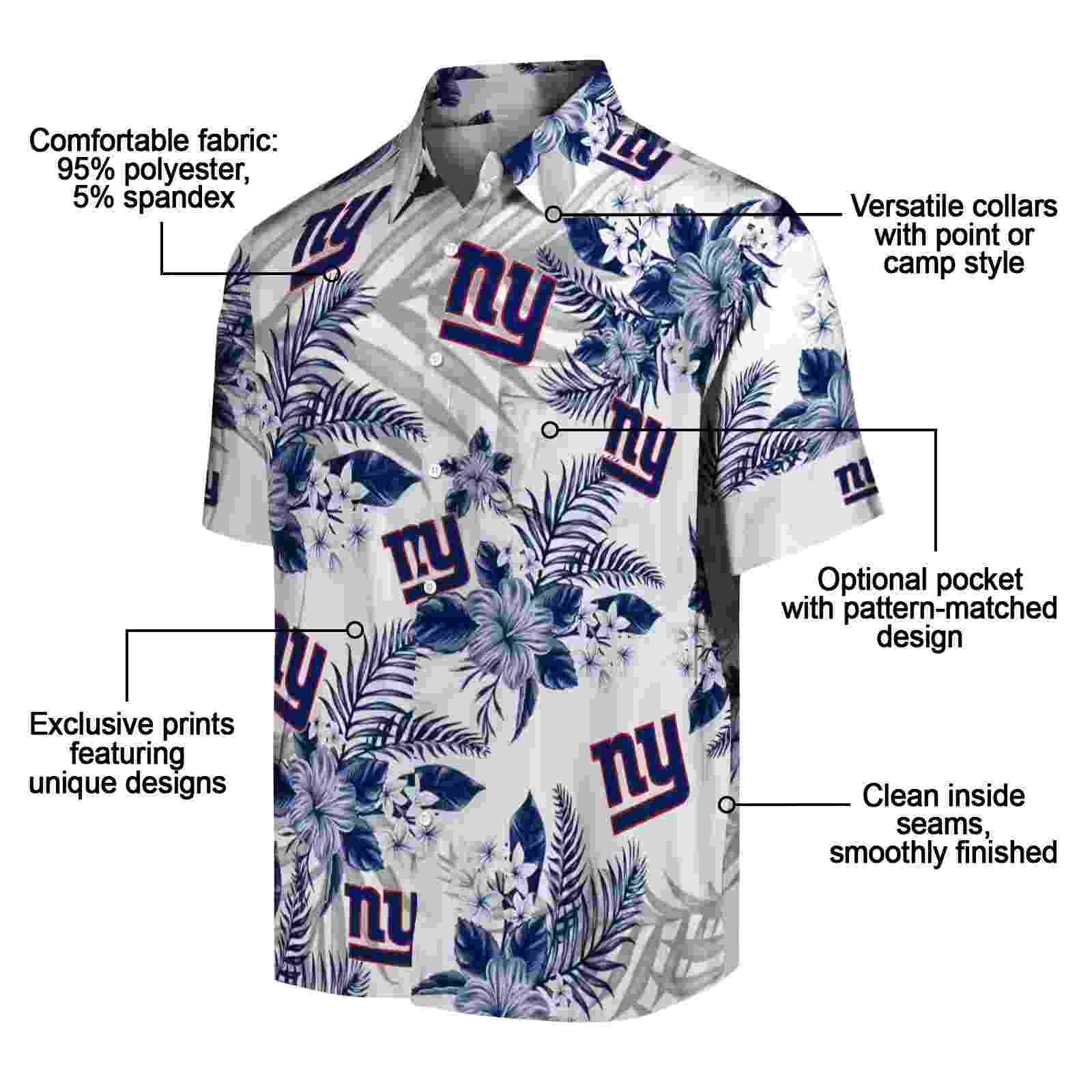 new york giants hibiscus palm leaves blue white hawaiian shirt new arrival