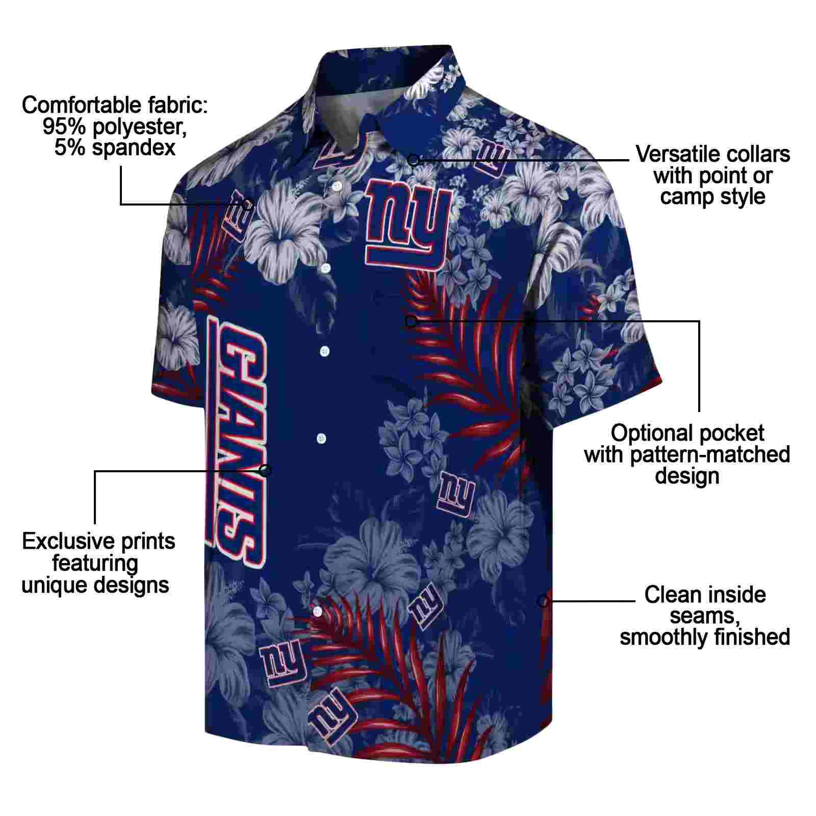 new york giants hibiscus print blue hawaiian shirt new arrival